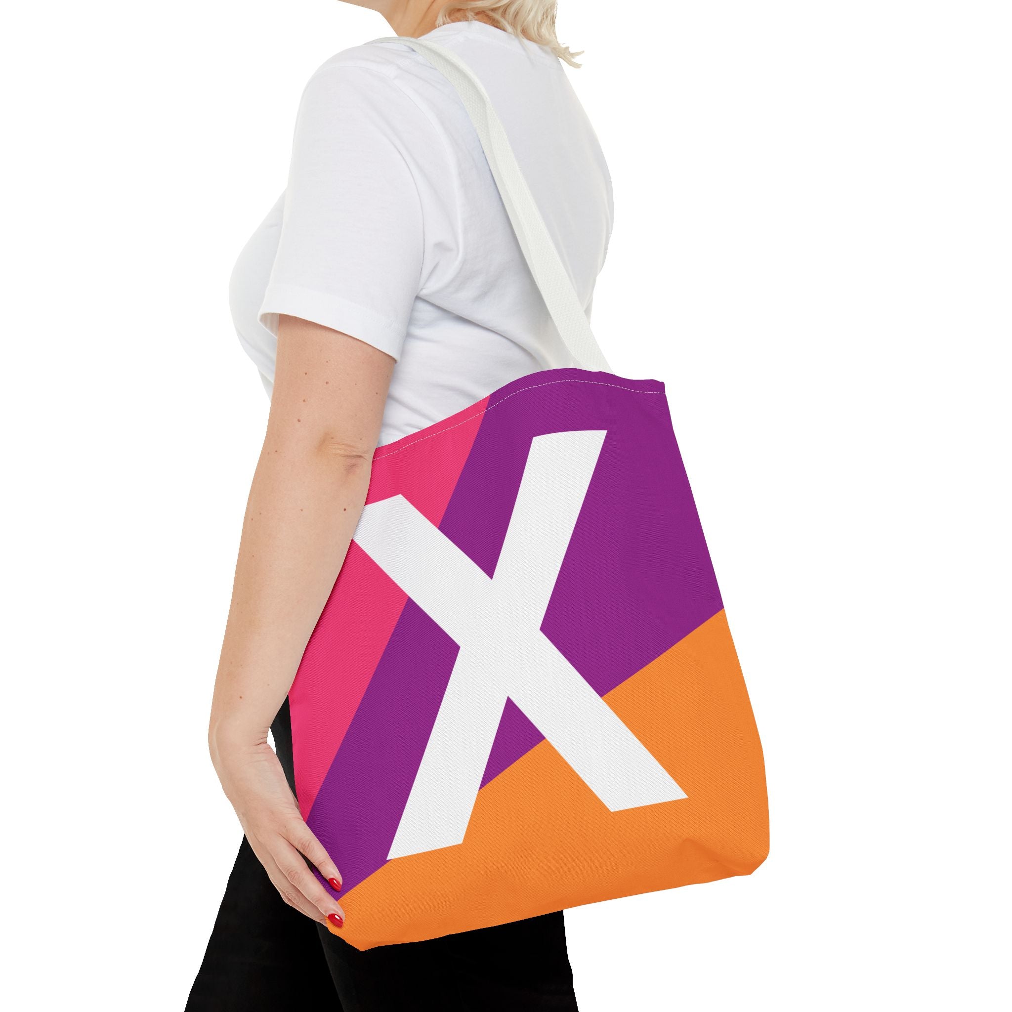 Monogram 'X' Colorblock Tote Bag — Personalized Initial X Shoulder Tote