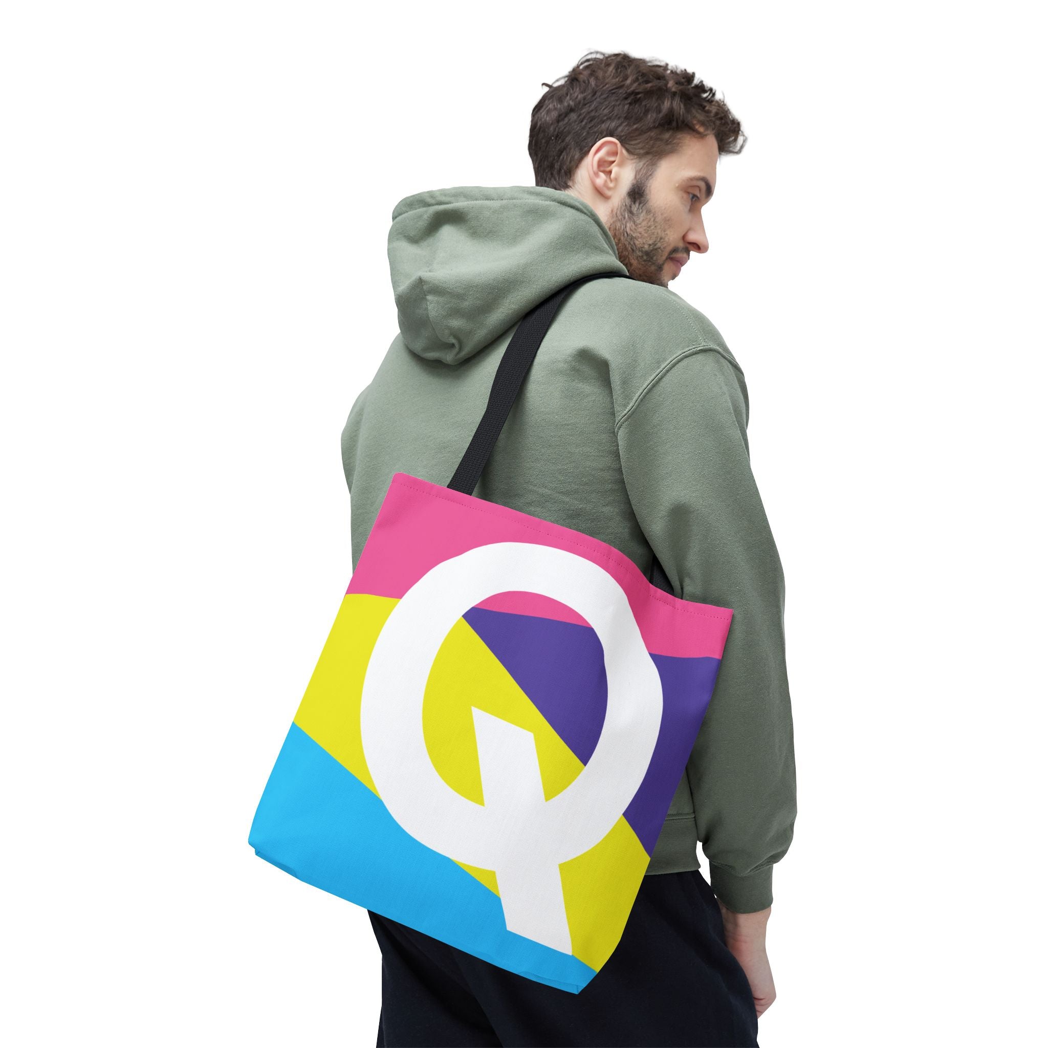 Monogram 'Q' Colorblock Tote Bag — Personalized Initial Q Shoulder Tote