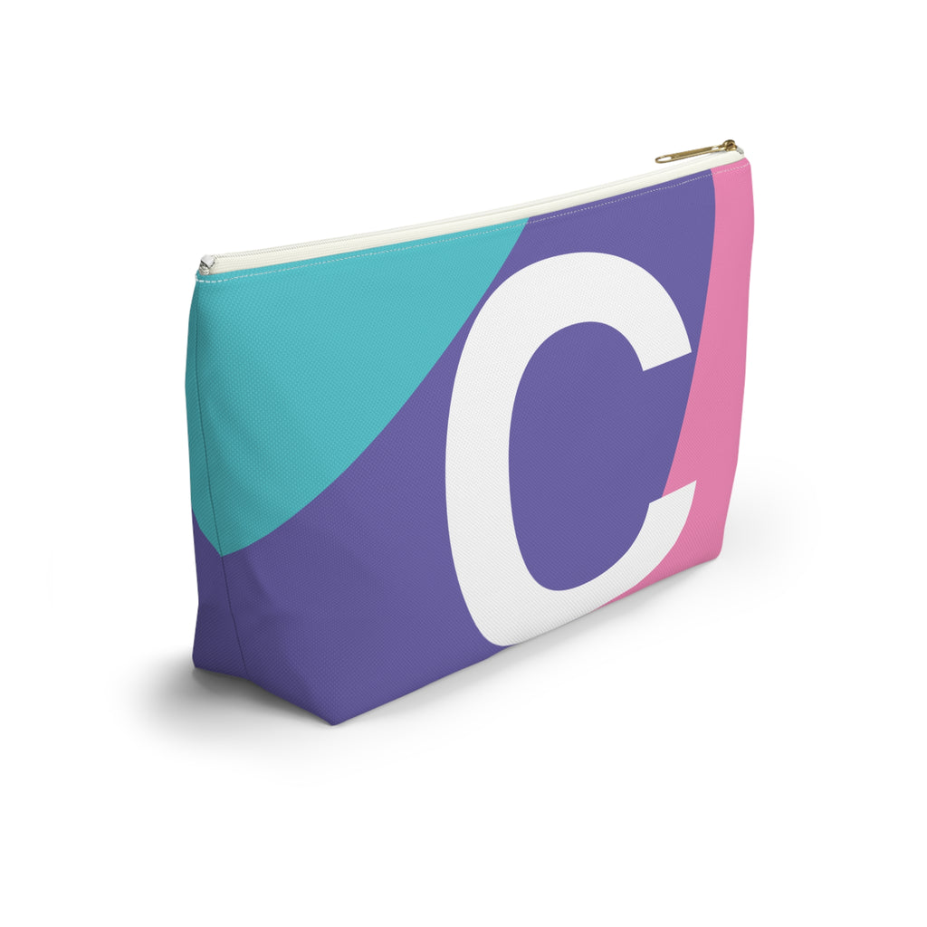 Initials Colorblock Accessory Pouch — Monogram C T-Bottom Cosmetic Bag