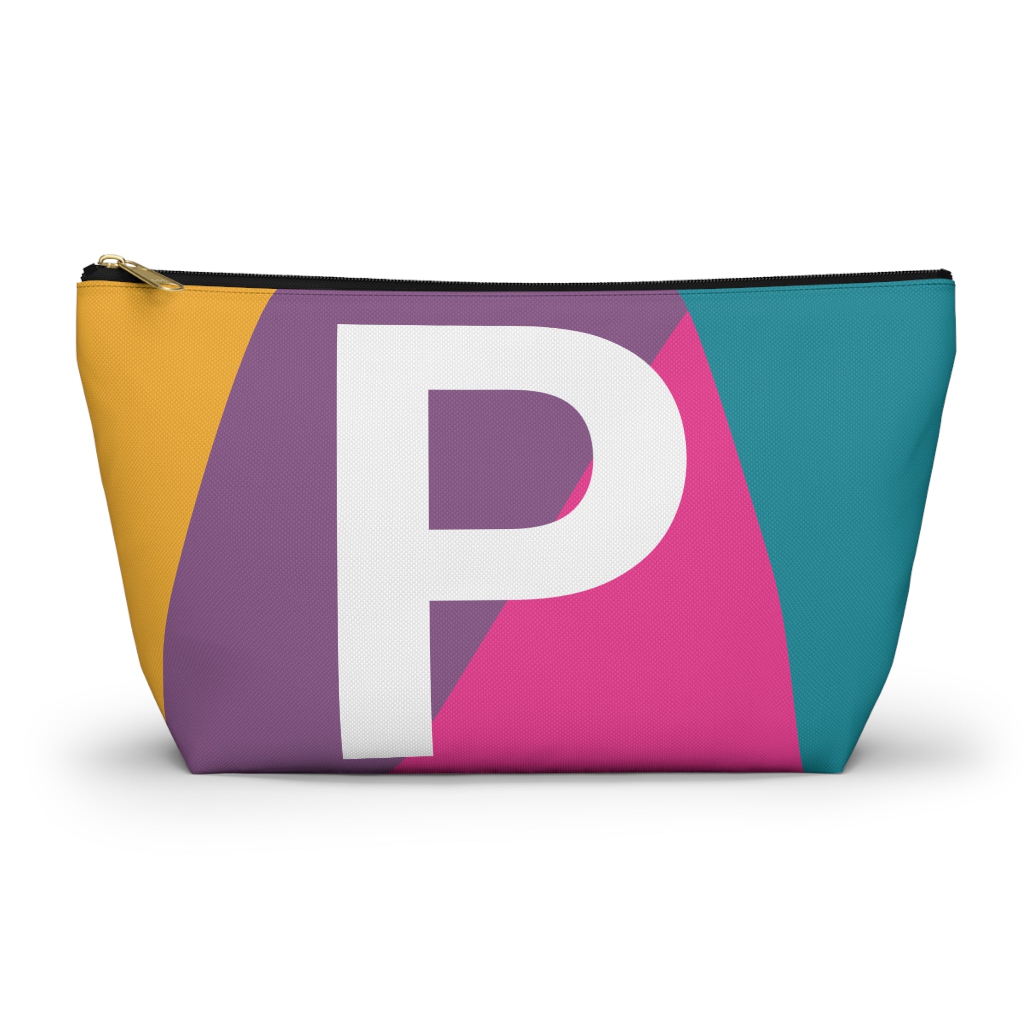 Initials Colorblock Accessory Pouch — Monogram P T-Bottom Cosmetic Bag