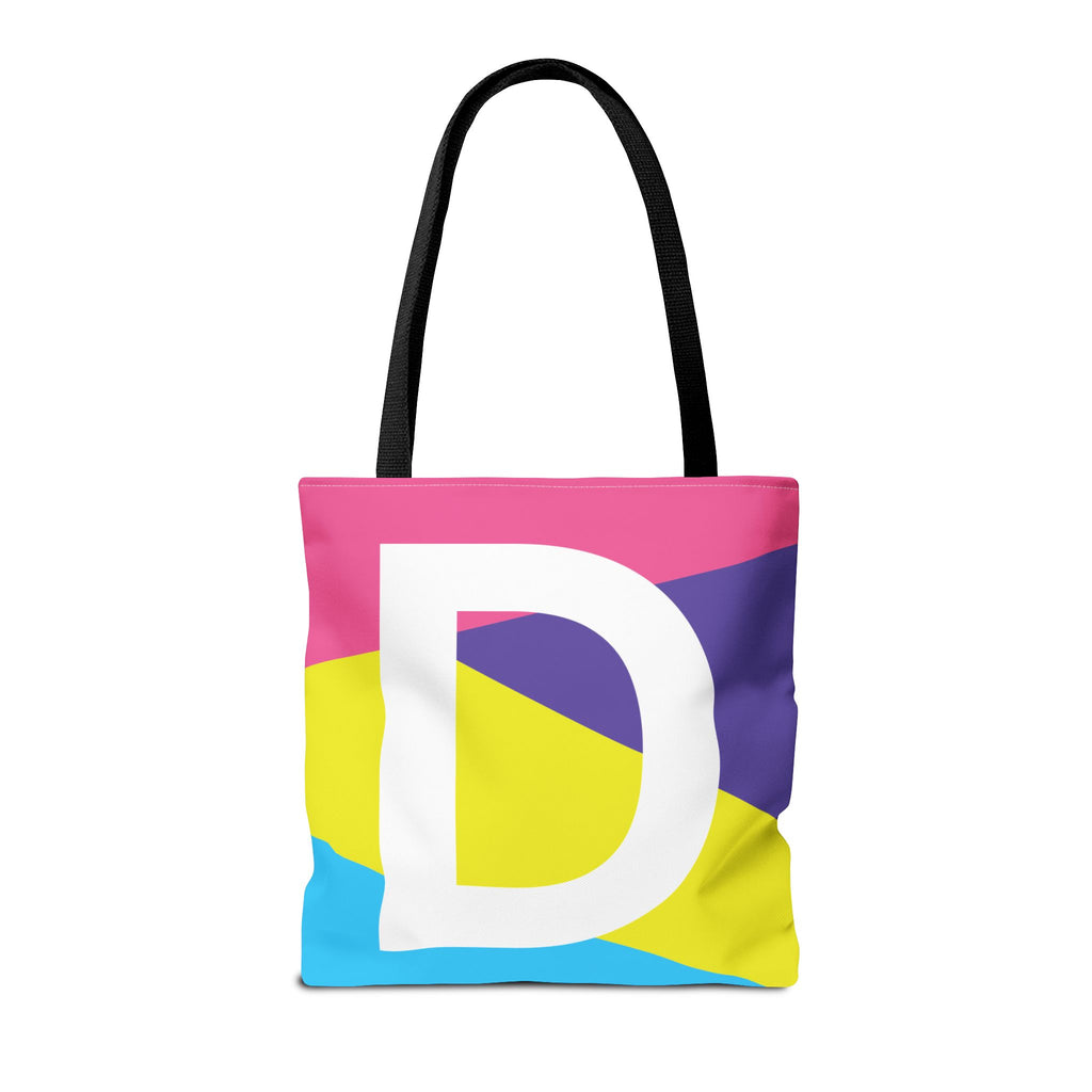 Monogram 'D' Colorblock Tote Bag — Personalized Initial D Shoulder Tote