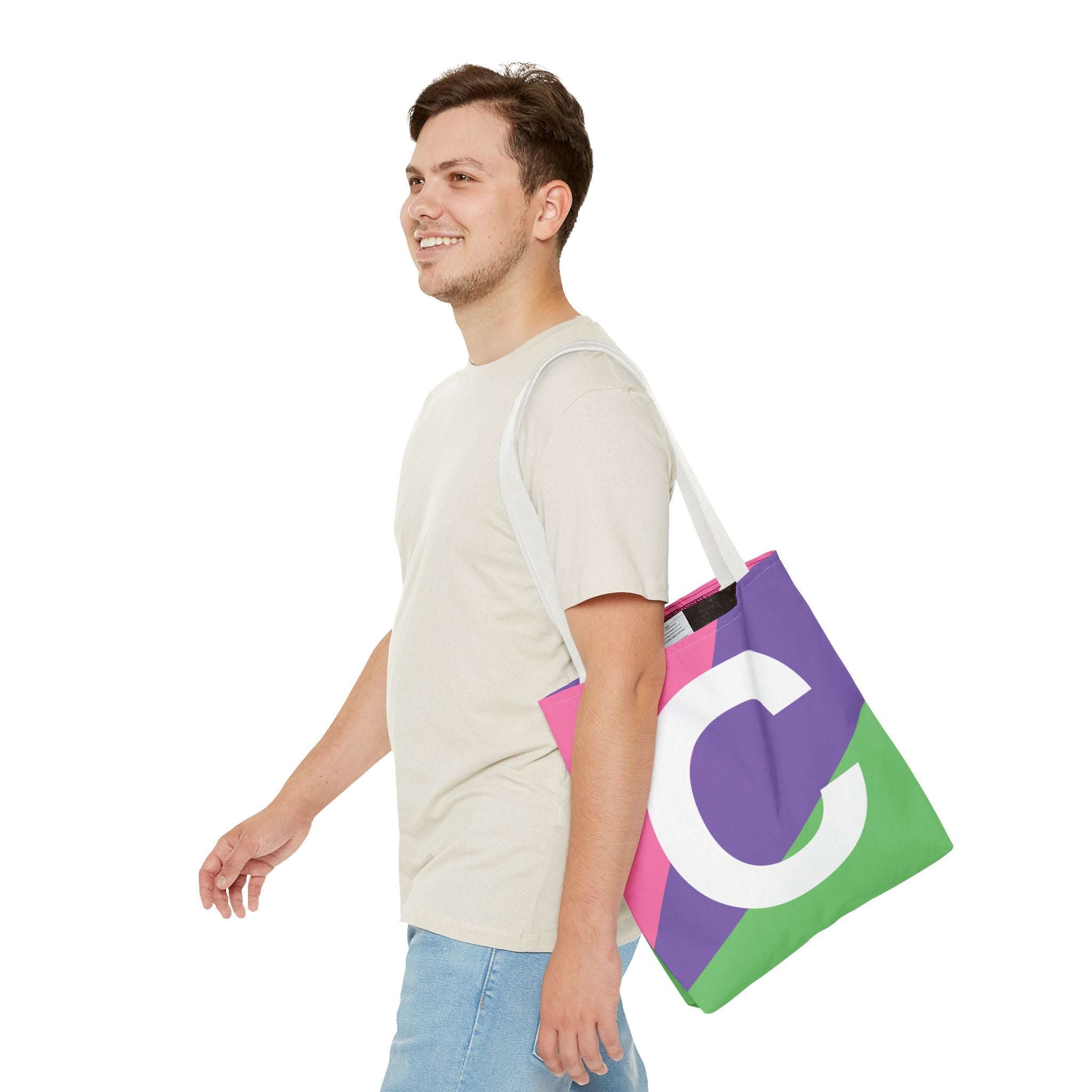 Monogram 'C' Colorblock Tote Bag — Personalized Initial C Shoulder Tote