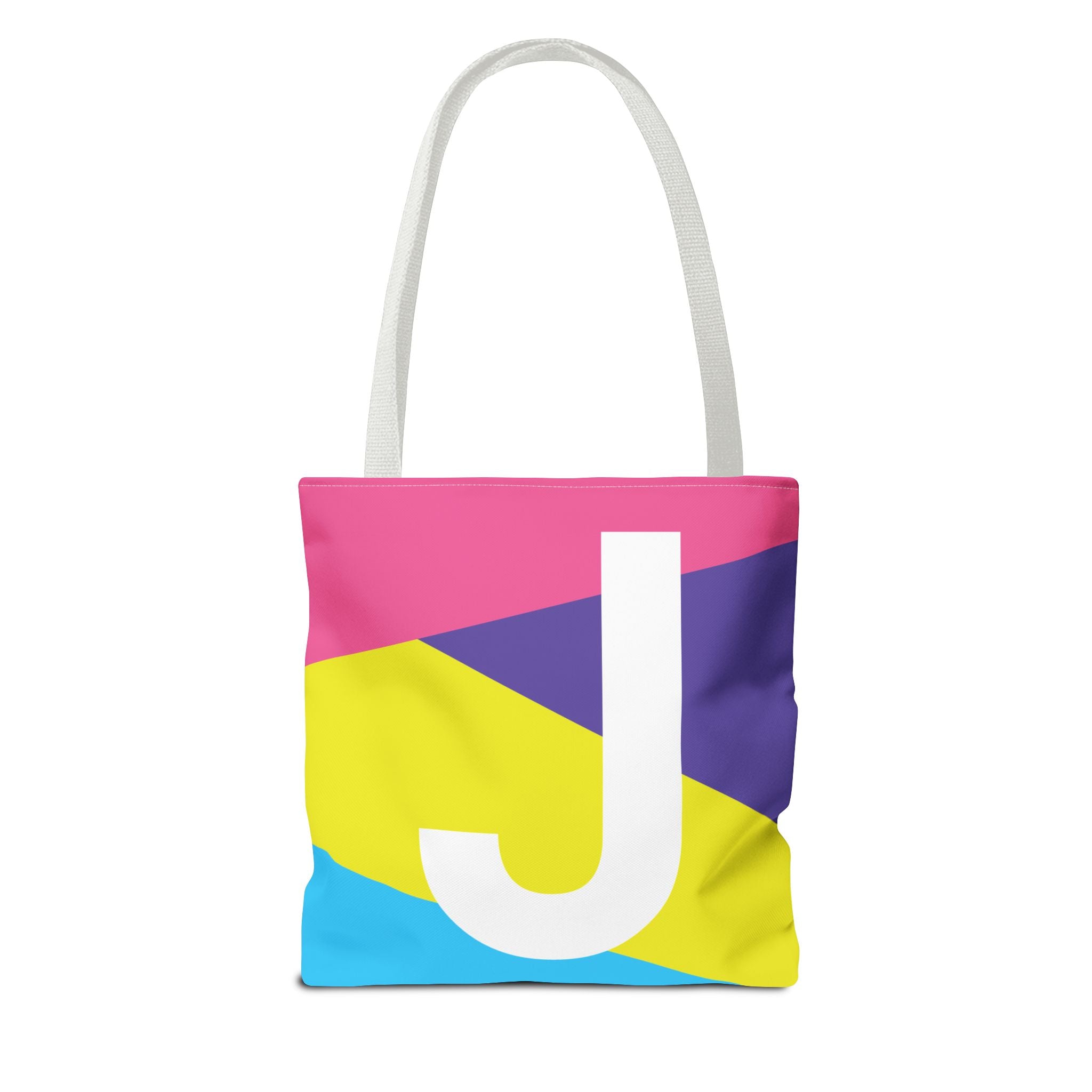Monogram 'J' Colorblock Tote Bag — Personalized Initial J Shoulder Tote