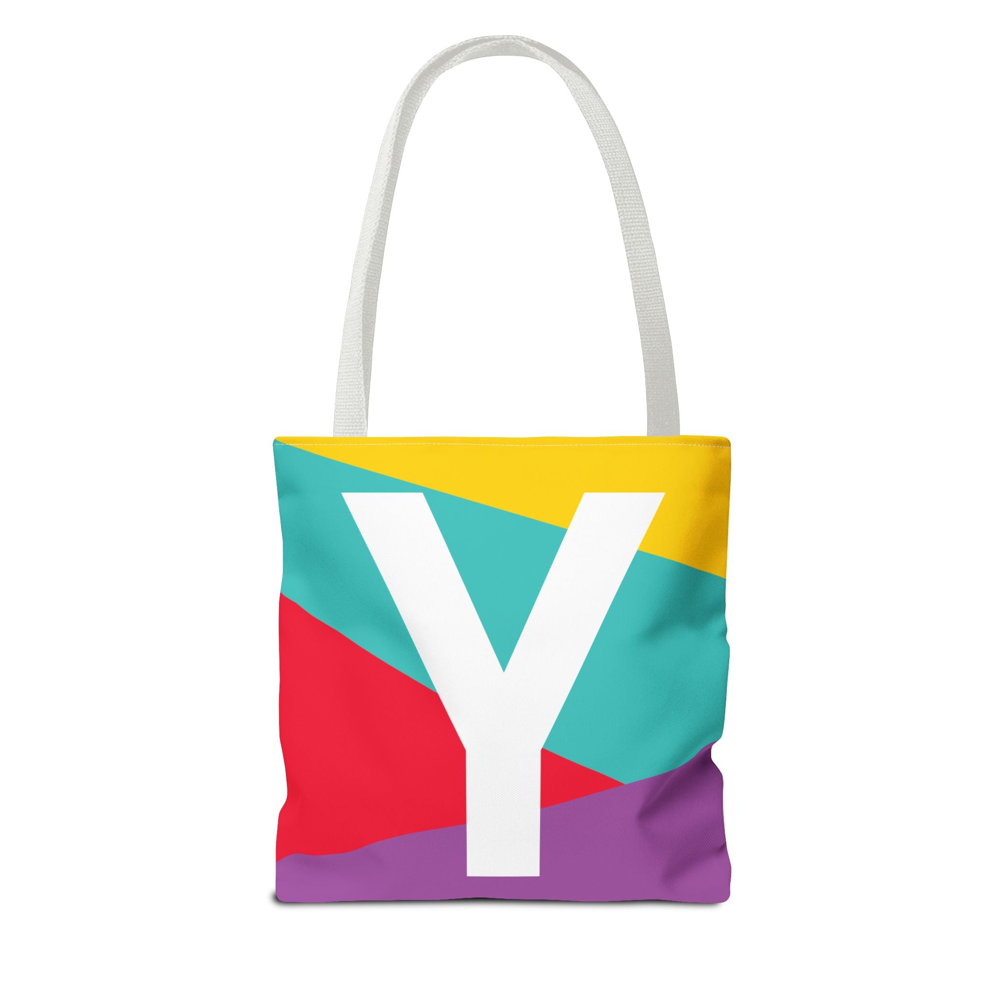 Monogram 'Y' Colorblock Tote Bag — Personalized Initial Y Shoulder Tote