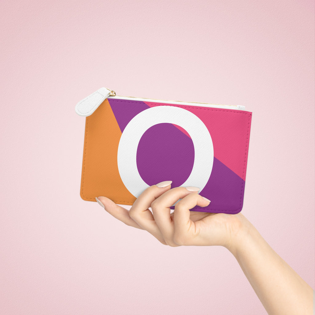 Initial O Mini Clutch — Colorblock Monogram Wristlet Wallet