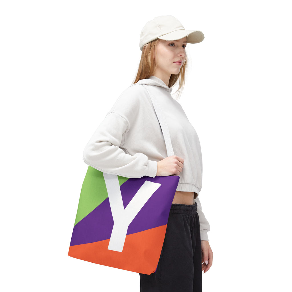 Monogram 'Y' Colorblock Tote Bag — Personalized Initial Y Shoulder Tote