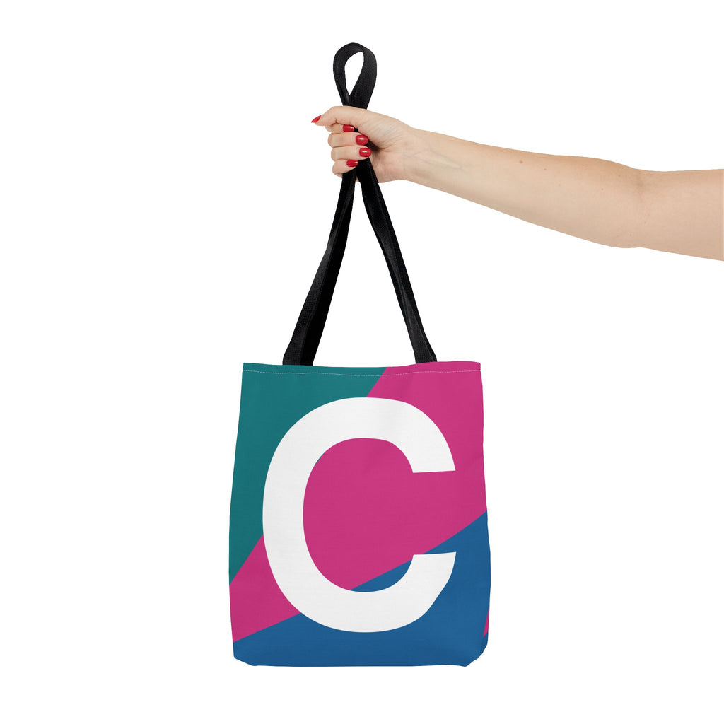 Monogram 'C' Colorblock Tote Bag — Personalized Initial C Shoulder Tote