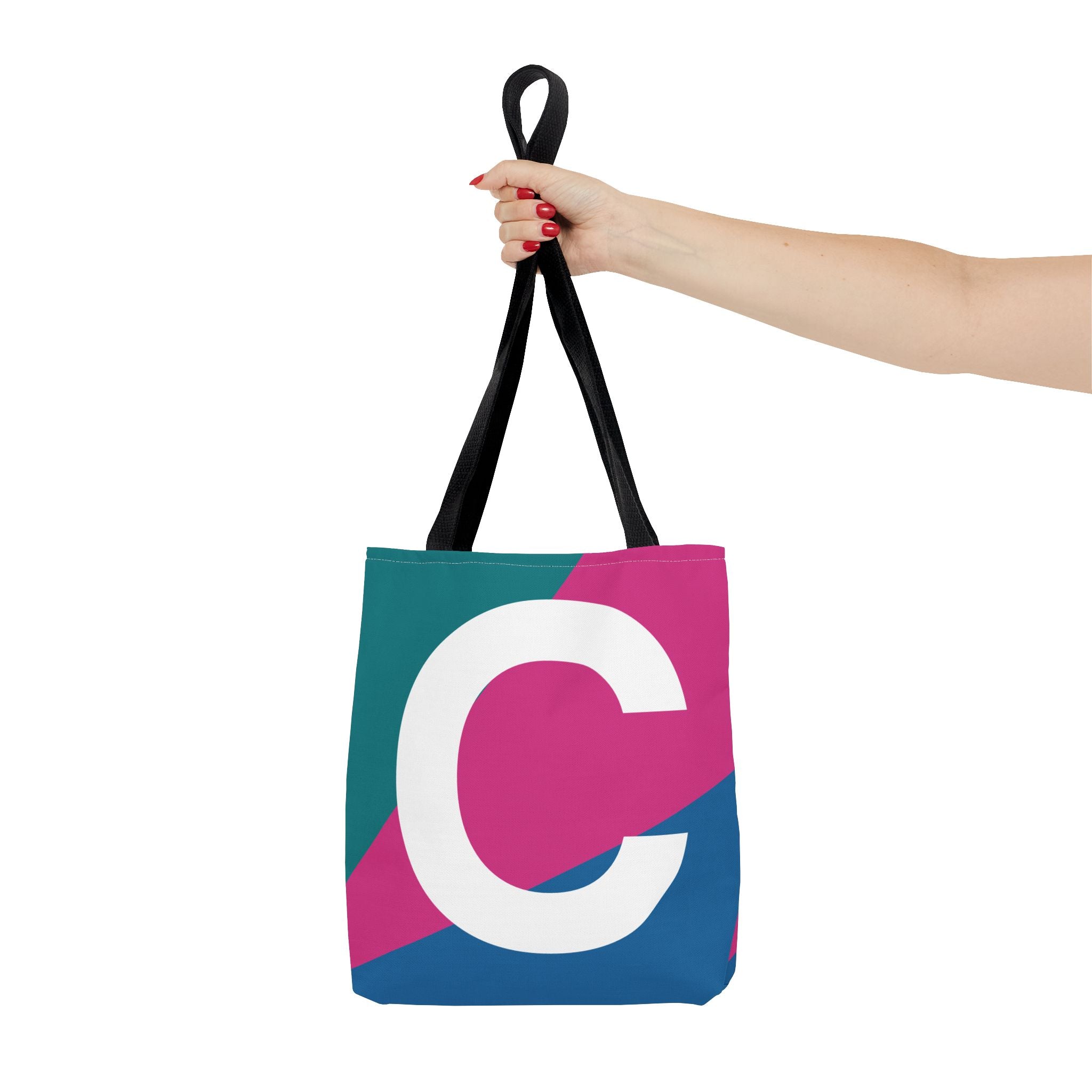 Monogram 'C' Colorblock Tote Bag — Personalized Initial C Shoulder Tote