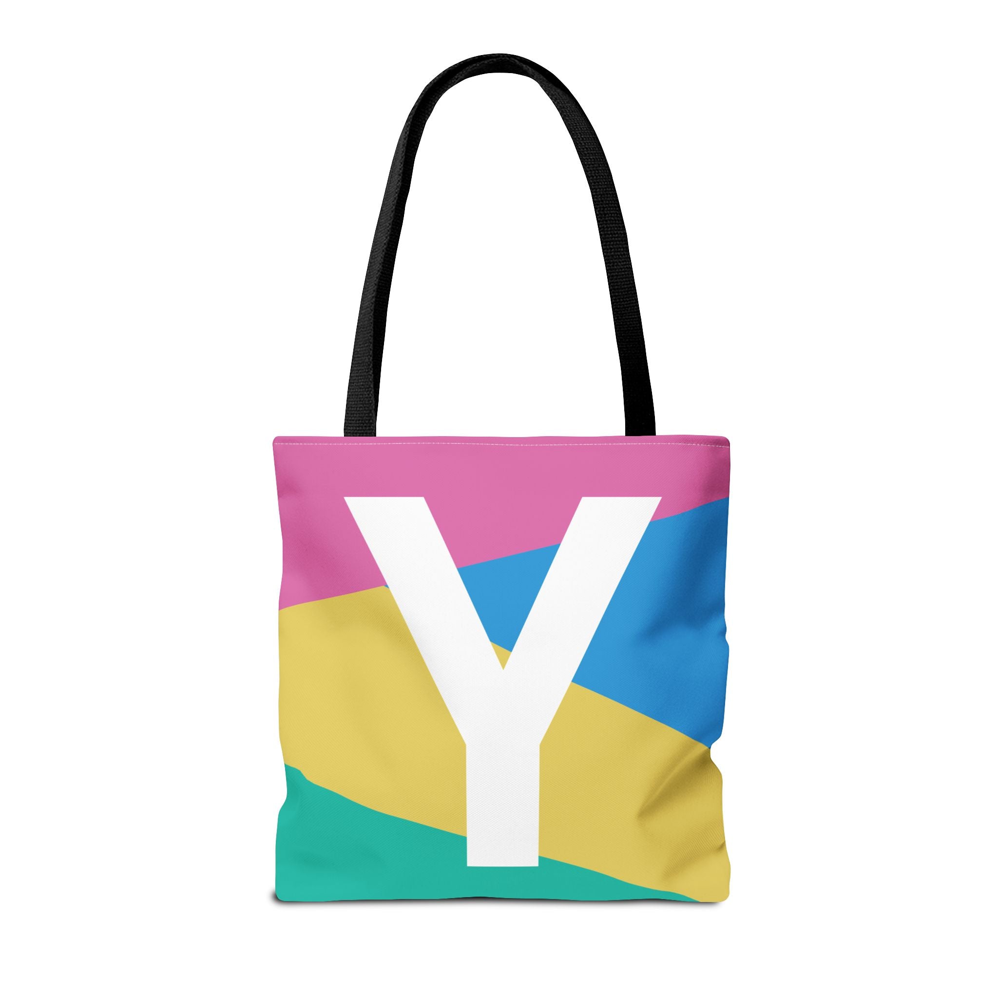 Monogram 'Y' Colorblock Tote Bag — Personalized Initial Y Shoulder Tote