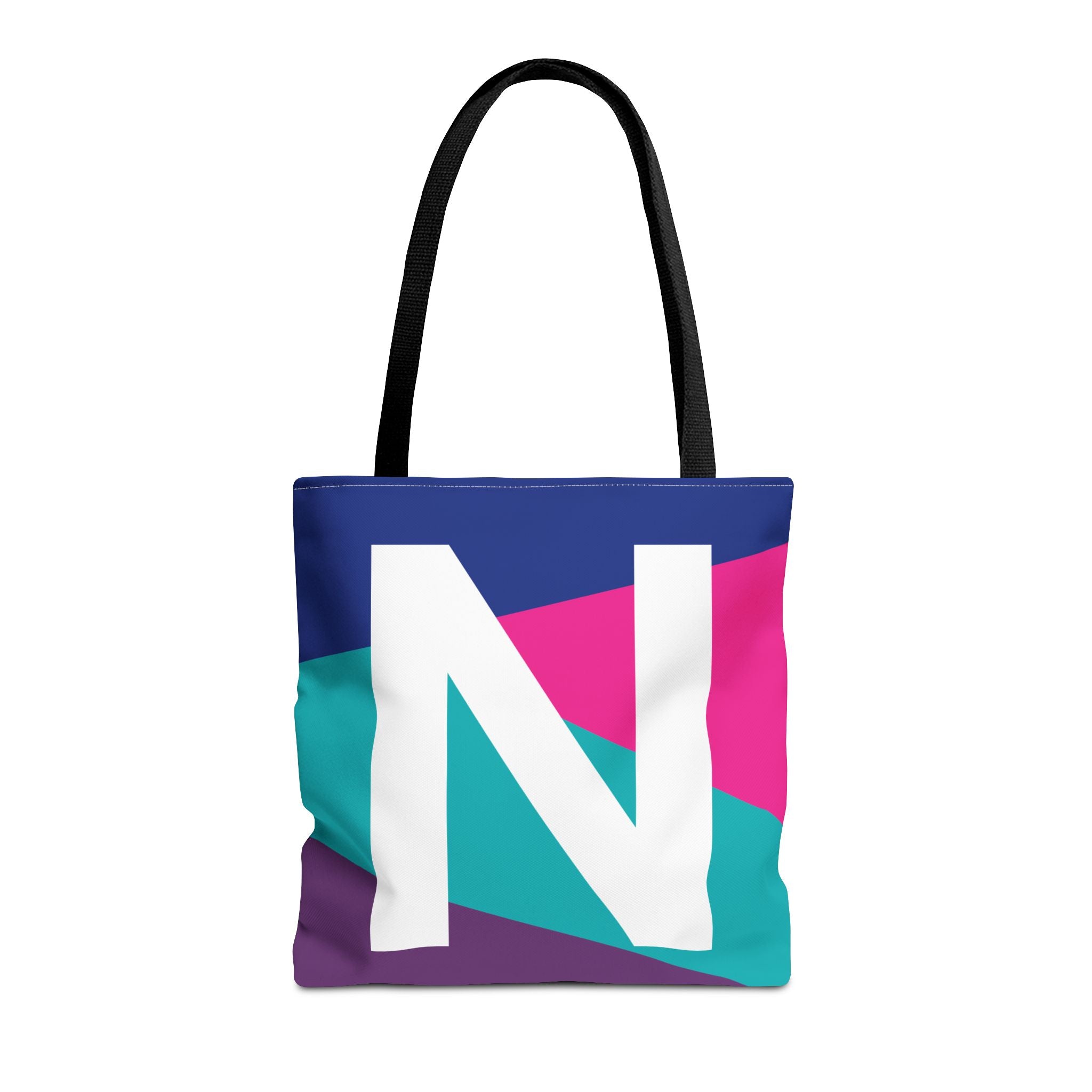 Monogram 'N' Colorblock Tote Bag — Personalized Initial N Shoulder Tote