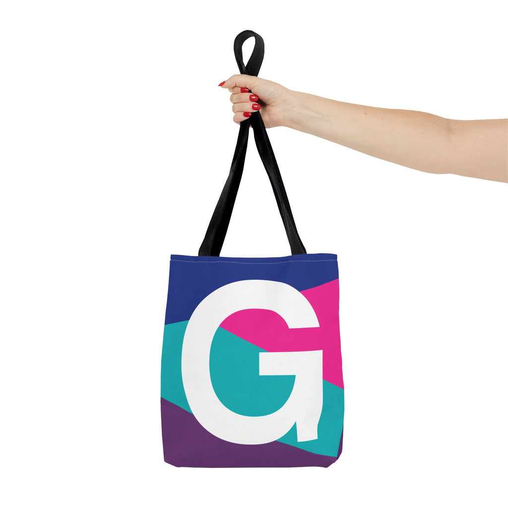 Monogram 'G' Colorblock Tote Bag — Personalized Initial G Shoulder Tote