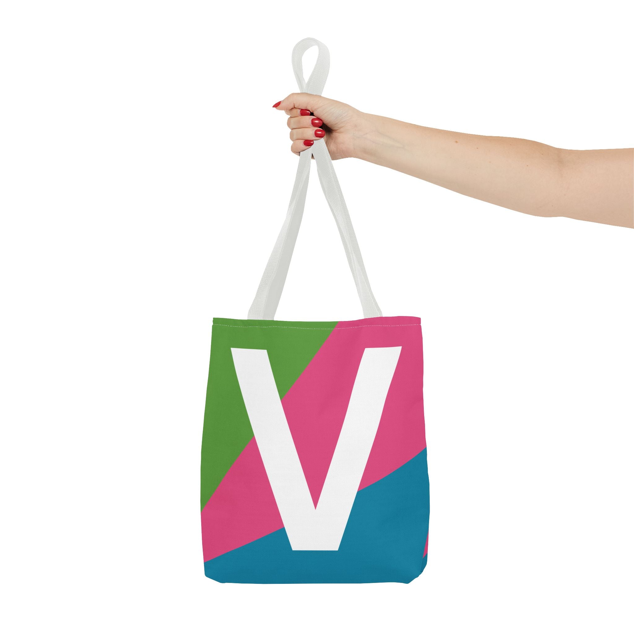 Monogram 'V' Colorblock Tote Bag — Personalized Initial V Shoulder Tote