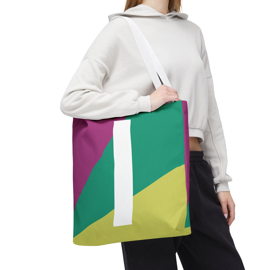 Monogram 'I' Colorblock Tote Bag — Personalized Initial I Shoulder Tote