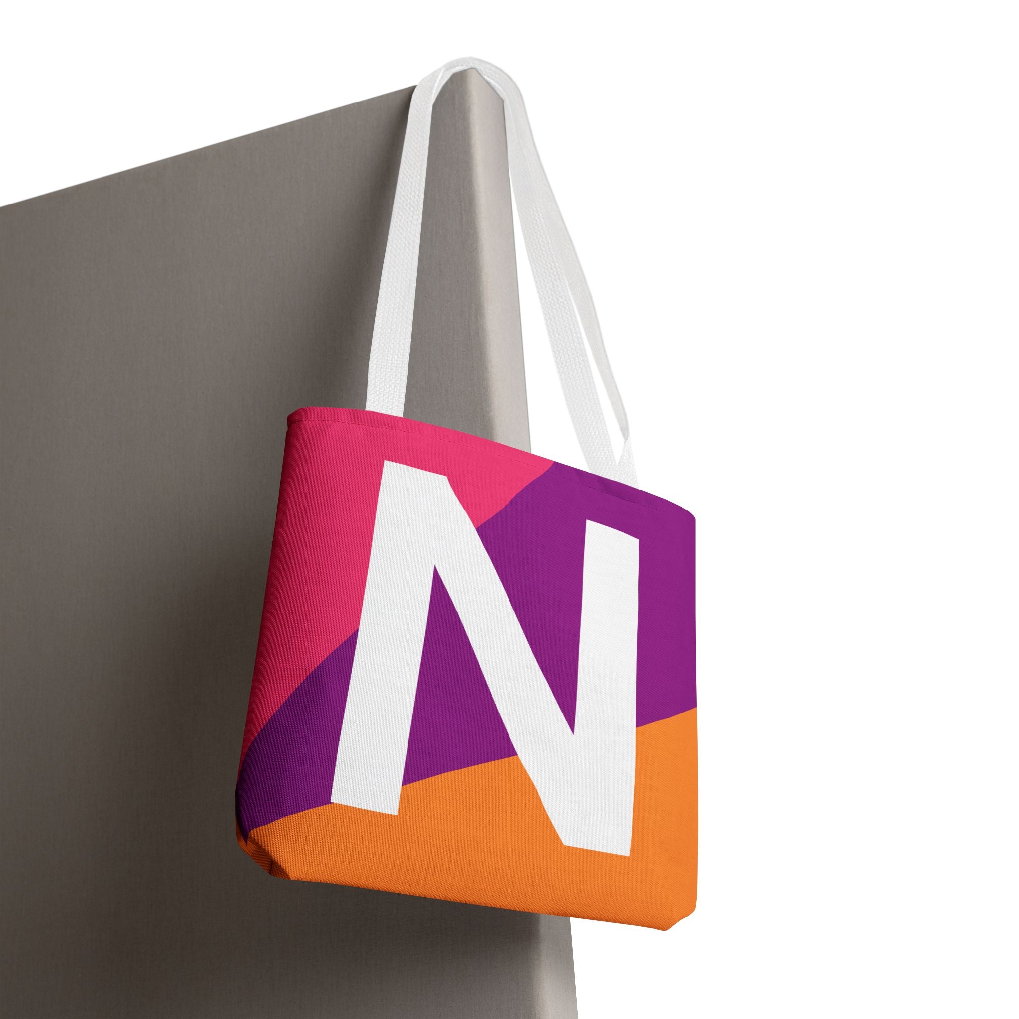 Monogram 'N' Colorblock Tote Bag — Personalized Initial N Shoulder Tote