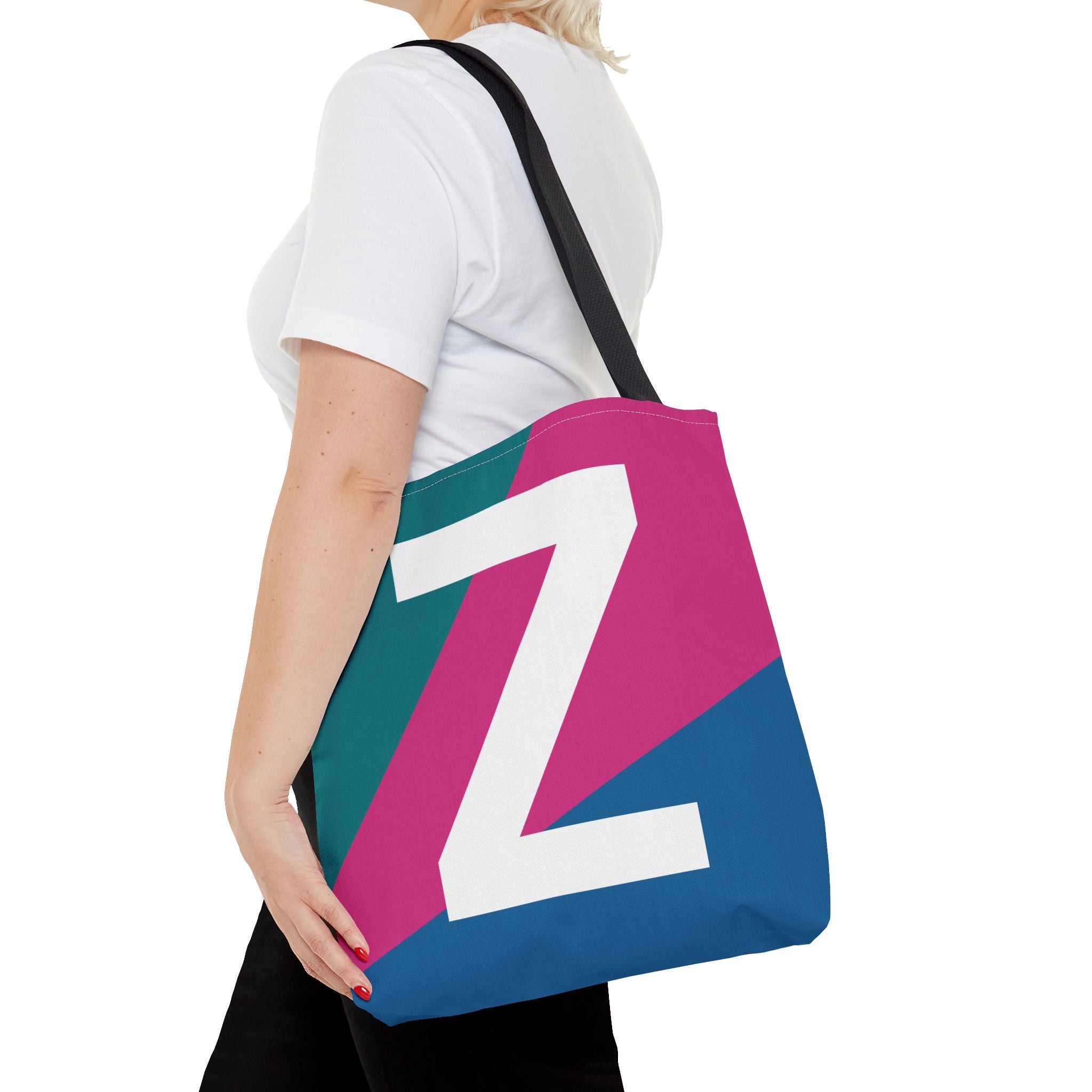Monogram 'Z' Colorblock Tote Bag — Personalized Initial Z Shoulder Tote