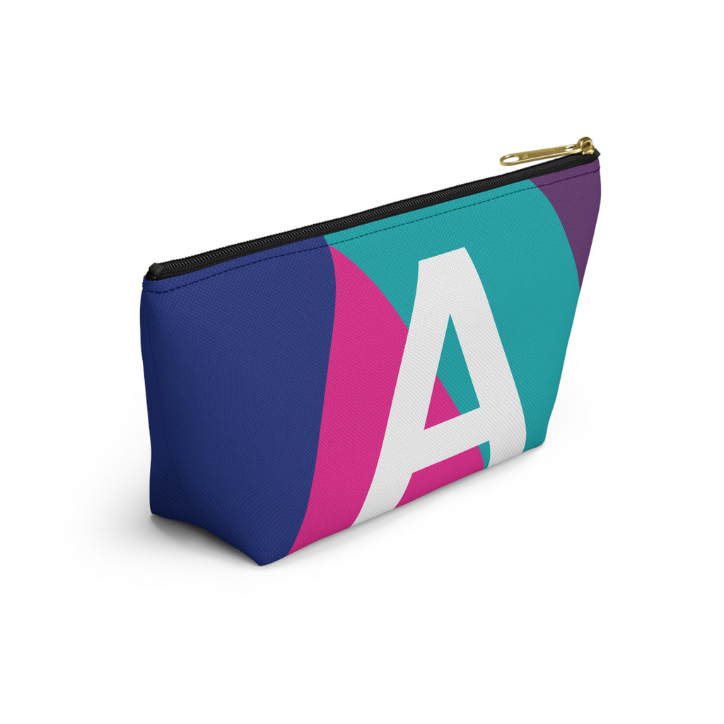 Initials Colorblock Accessory Pouch — Monogram A T-Bottom Cosmetic Bag
