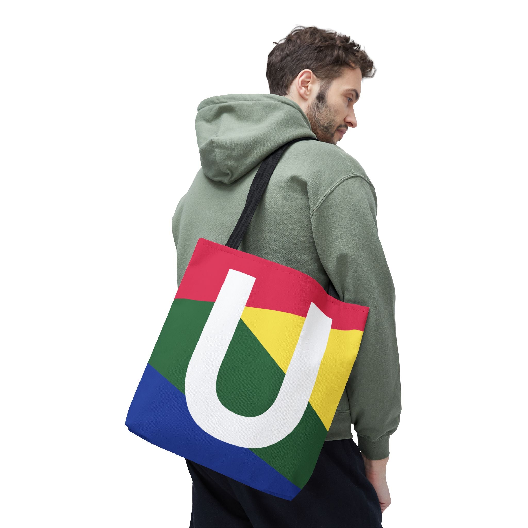 Monogram 'U' Colorblock Tote Bag — Personalized Initial U Shoulder Tote