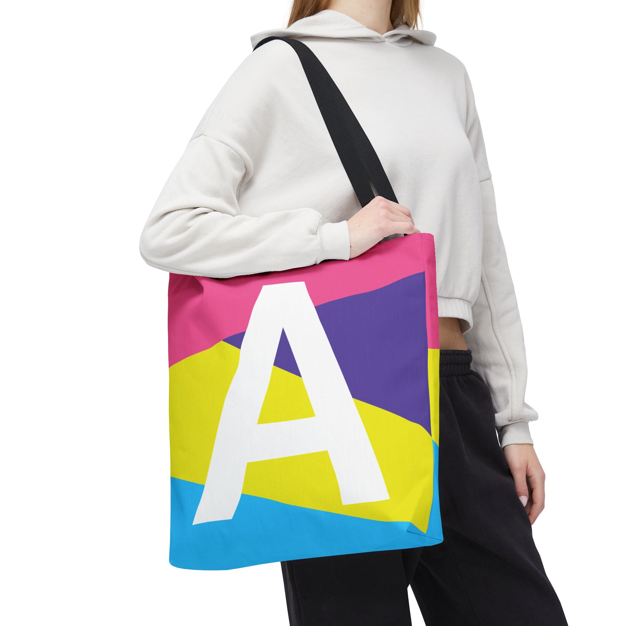 Monogram 'A' Colorblock Tote Bag — Personalized Initial A Shoulder Tote