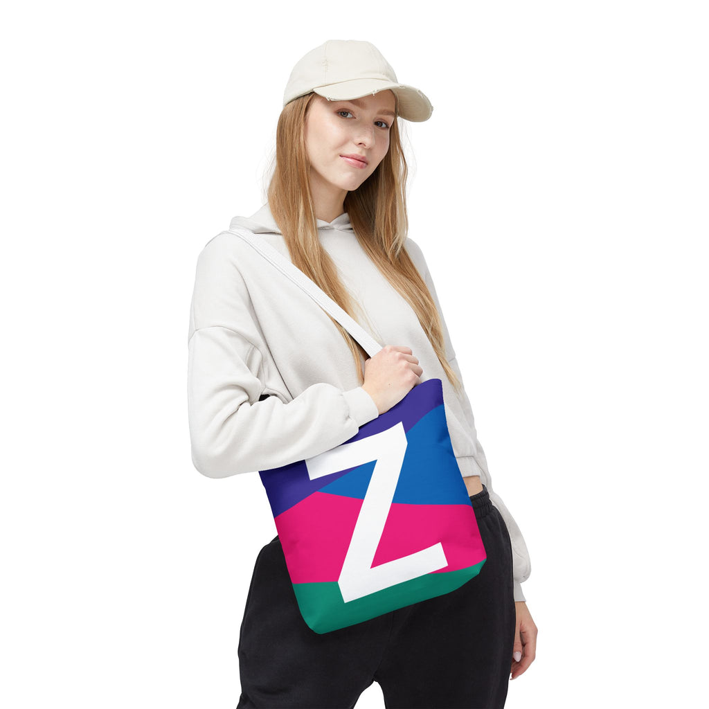 Monogram 'Z' Colorblock Tote Bag — Personalized Initial Z Shoulder Tote