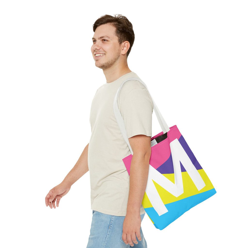 Monogram 'M' Colorblock Tote Bag — Personalized Initial M Shoulder Tote