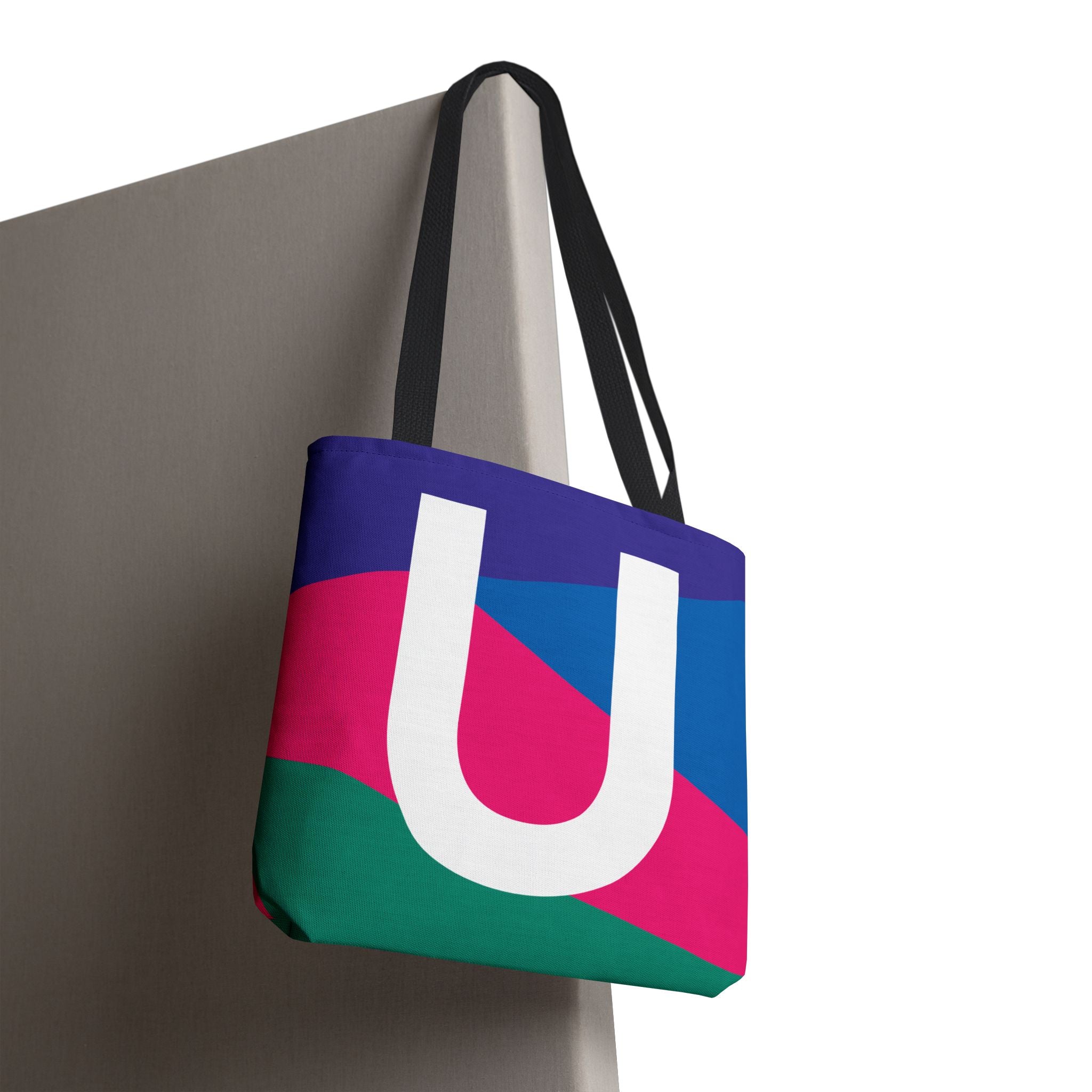 Monogram 'U' Colorblock Tote Bag — Personalized Initial U Shoulder Tote