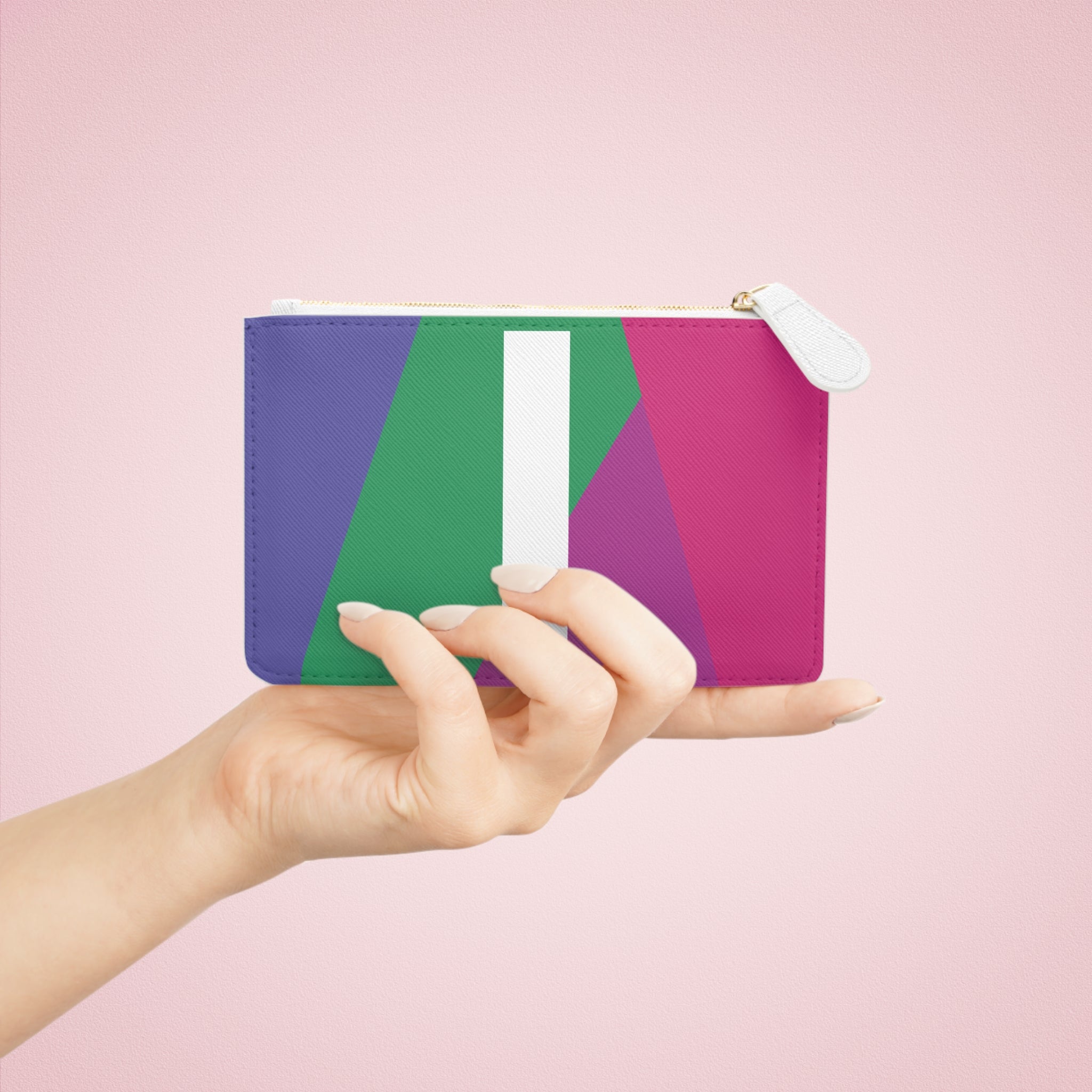 Initial I Mini Clutch — Colorblock Monogram Wristlet Wallet