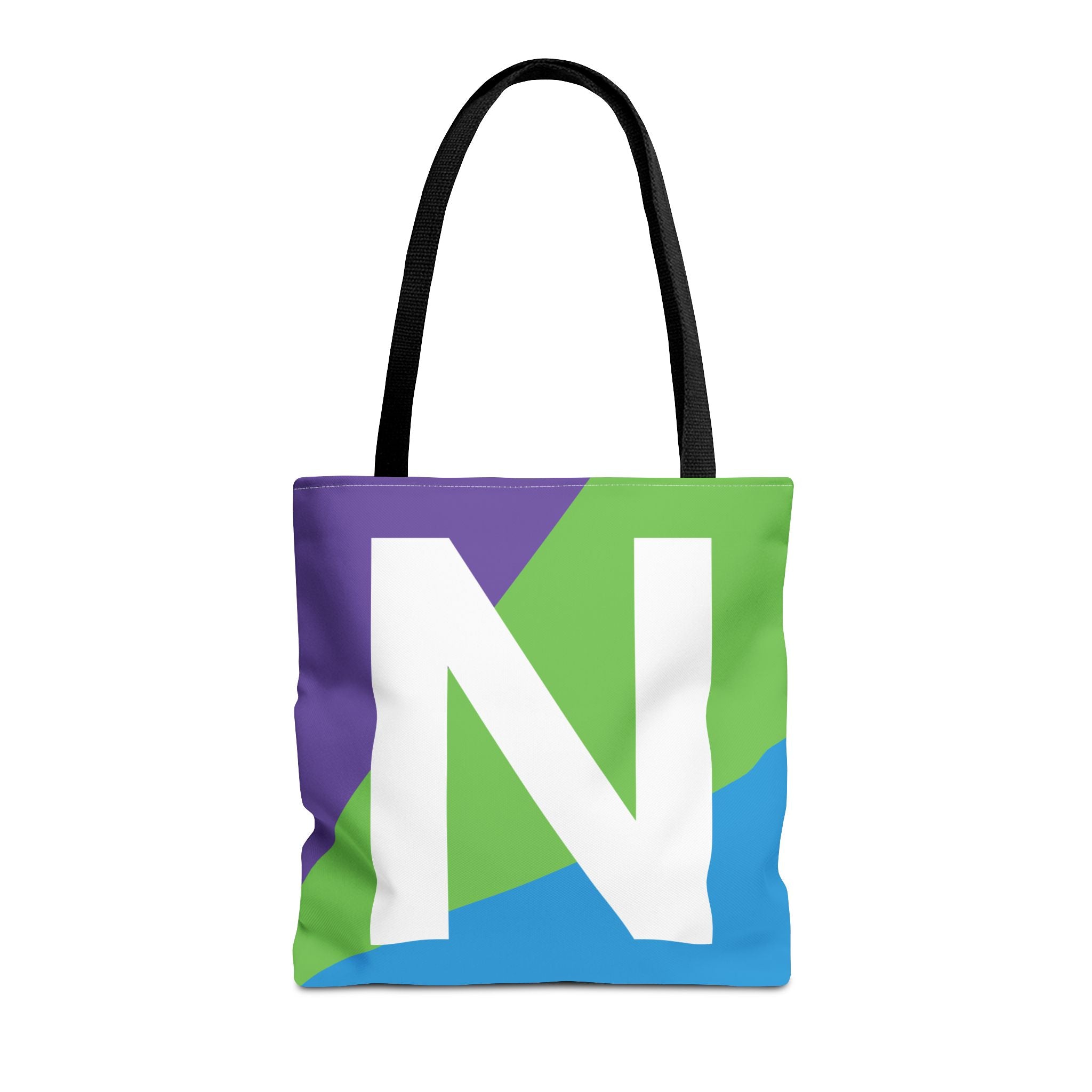 Monogram 'N' Colorblock Tote Bag — Personalized Initial N Shoulder Tote