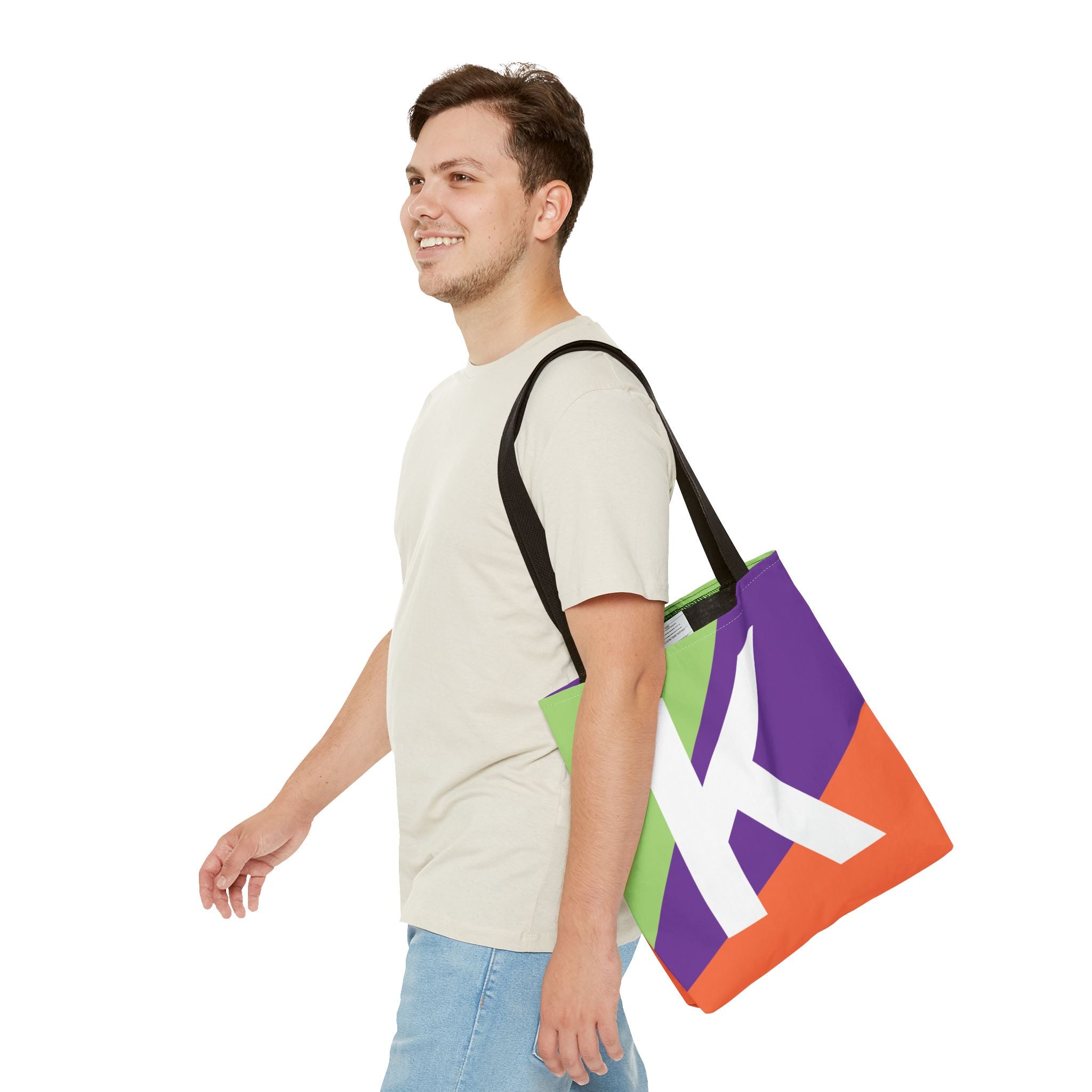 Monogram 'K' Colorblock Tote Bag — Personalized Initial K Shoulder Tote