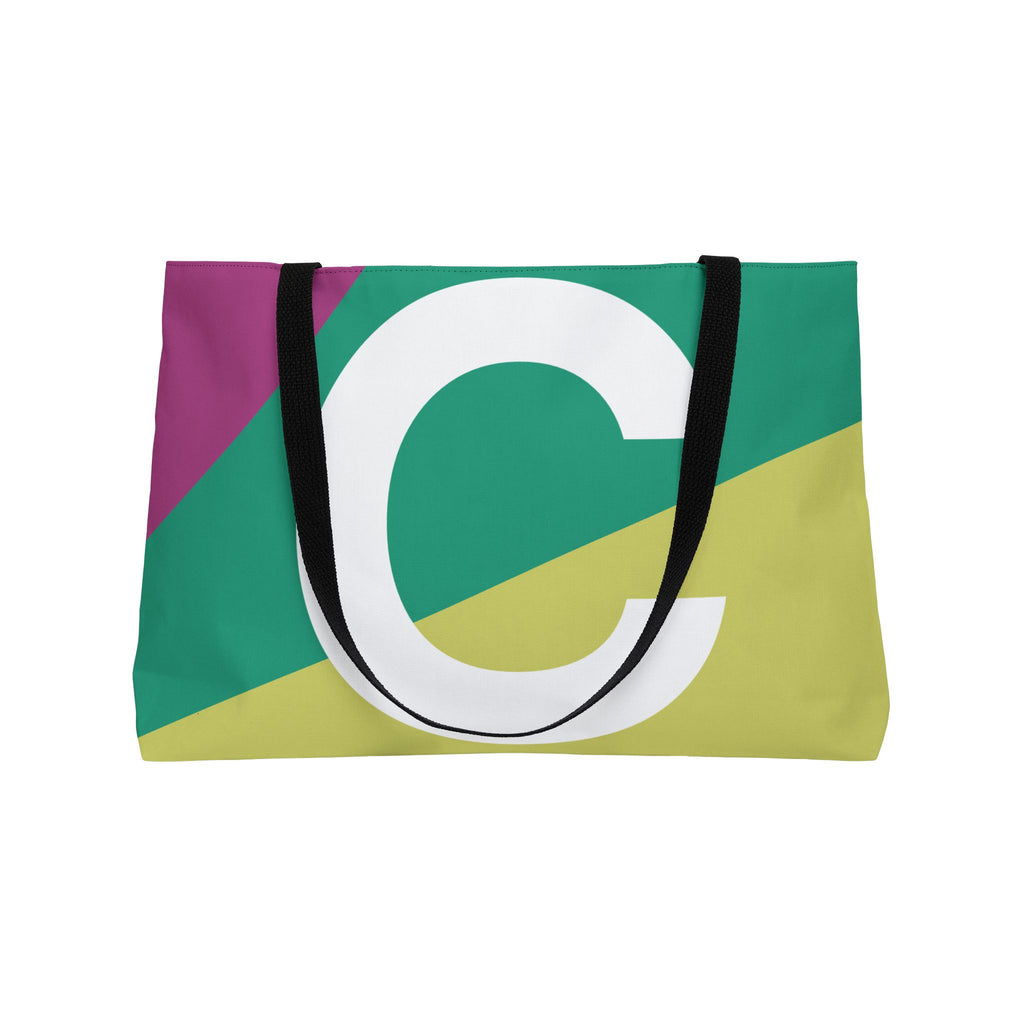 Personalized 'C' Colorblock Tote Bag — Monogram Weekender Tote