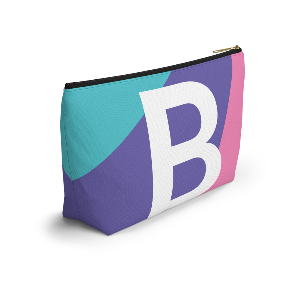 Initials Colorblock Accessory Pouch — Monogram B T-Bottom Cosmetic Bag