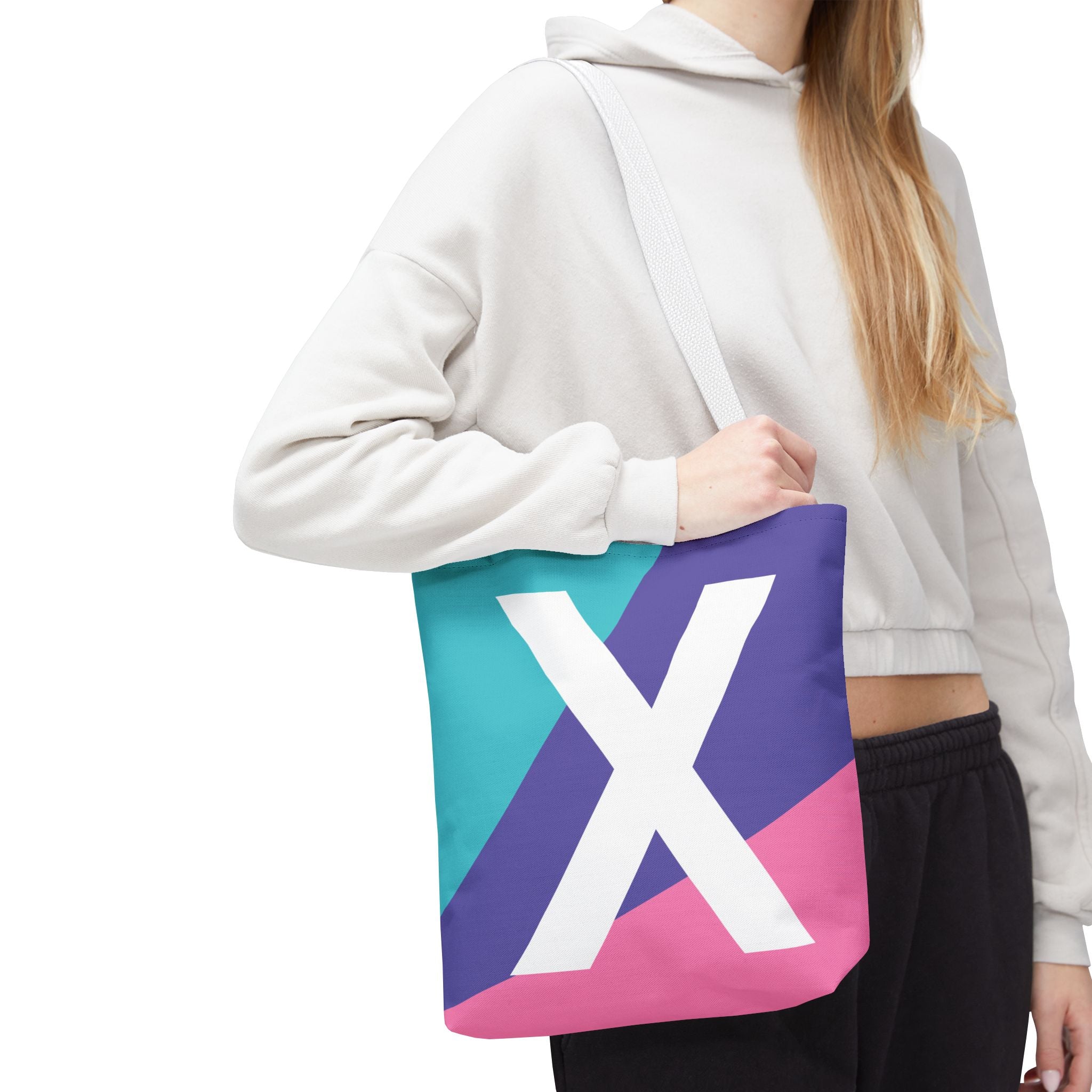Monogram 'X' Colorblock Tote Bag — Personalized Initial X Shoulder Tote