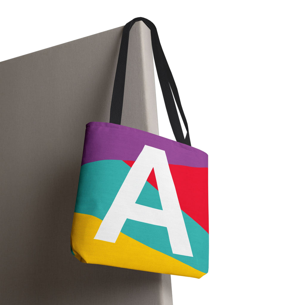 Monogram 'A' Colorblock Tote Bag — Personalized Initial A Shoulder Tote
