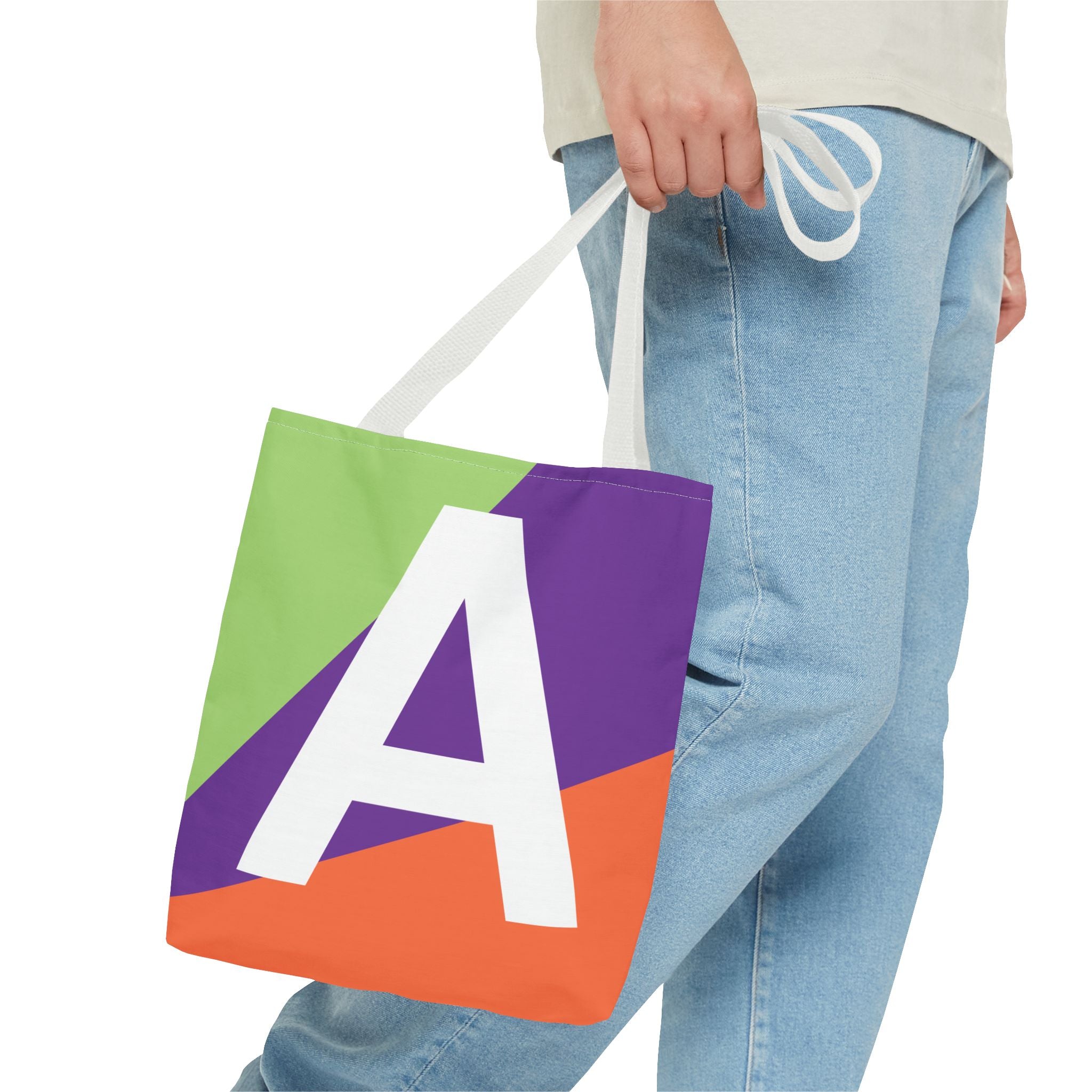 Monogram 'A' Colorblock Tote Bag — Personalized Initial A Shoulder Tote