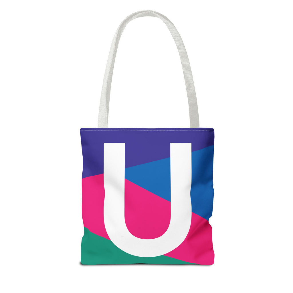 Monogram 'U' Colorblock Tote Bag — Personalized Initial U Shoulder Tote
