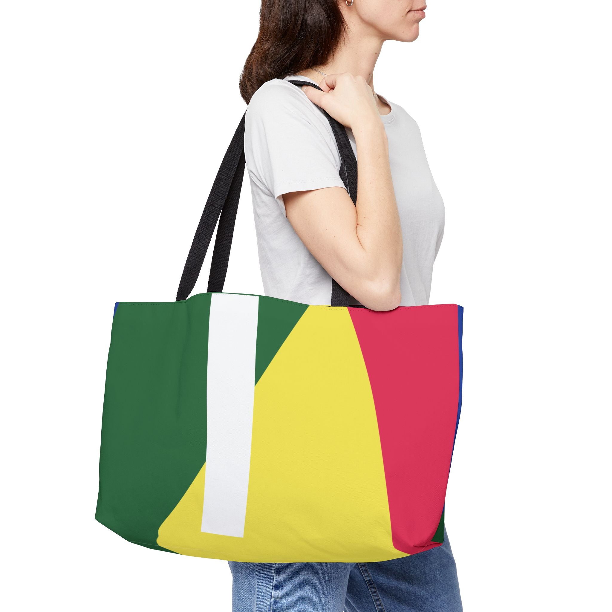 Personalized 'I' Colorblock Tote Bag — Monogram Weekender Tote