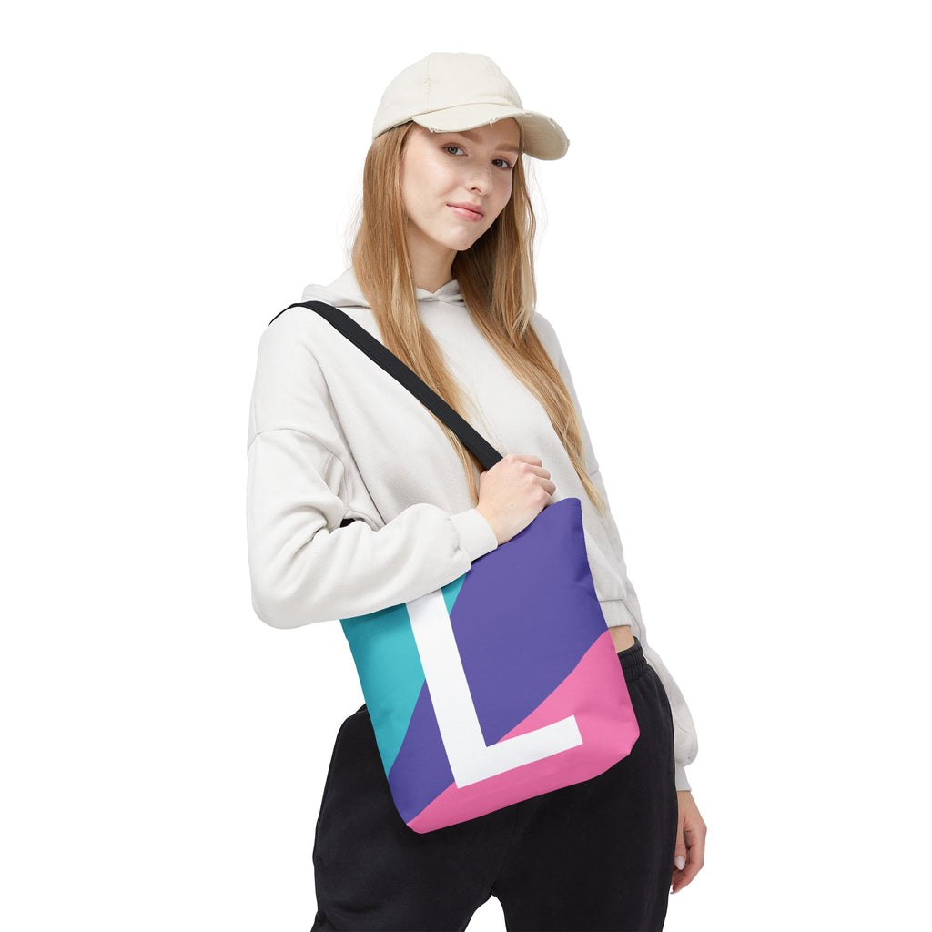 Monogram 'L' Colorblock Tote Bag — Personalized Initial L Shoulder Tote