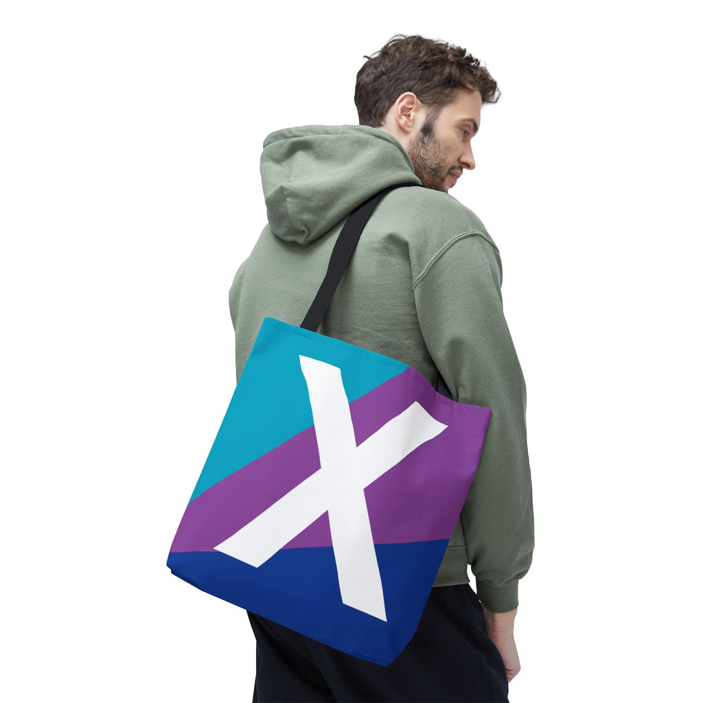 Monogram 'X' Colorblock Tote Bag — Personalized Initial X Shoulder Tote