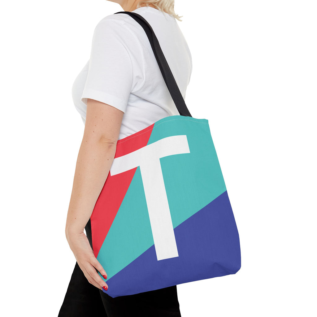 Monogram 'T' Colorblock Tote Bag — Personalized Initial T Shoulder Tote