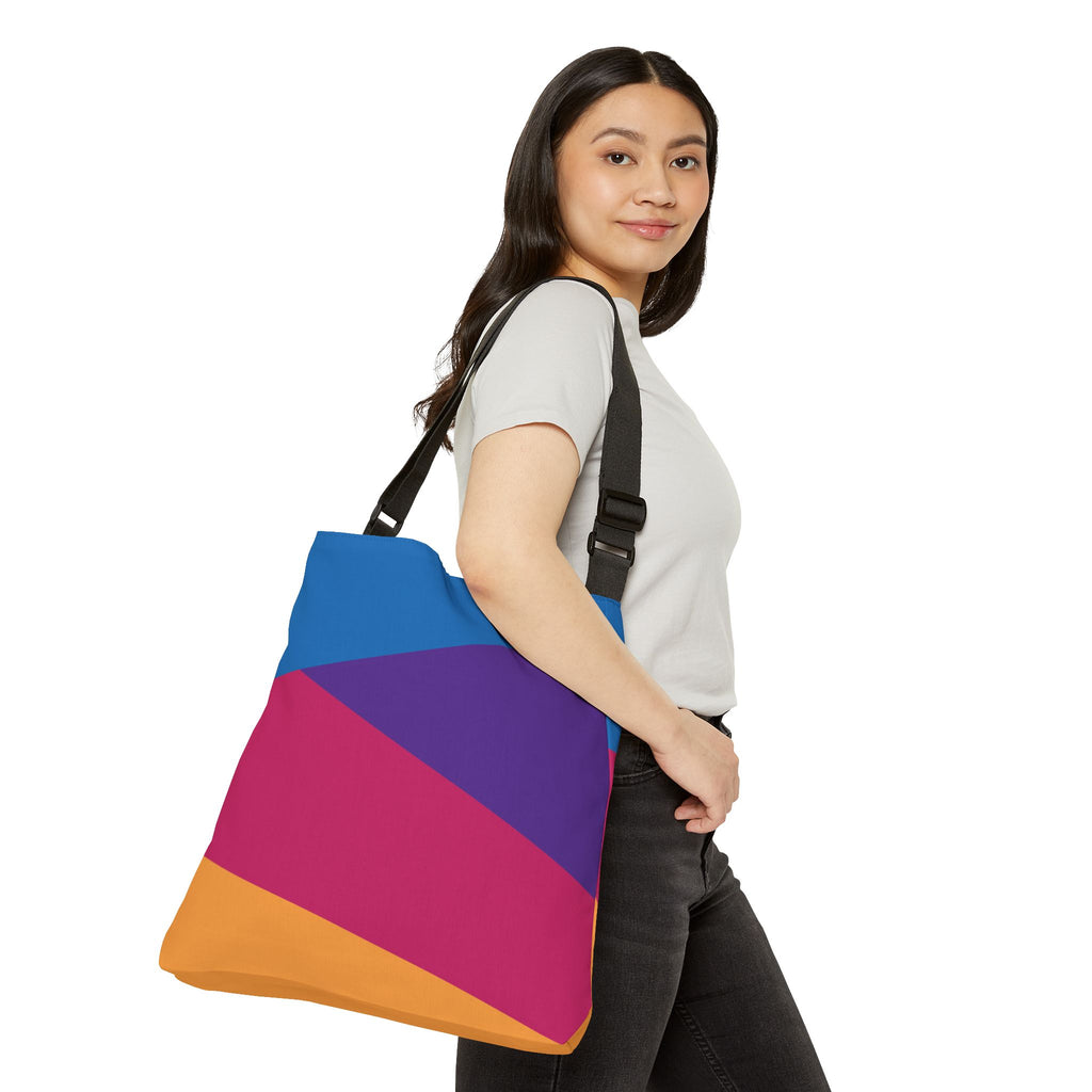 Colorblock Geometric Tote Bag — Adjustable Strap, Bright Abstract Pattern
