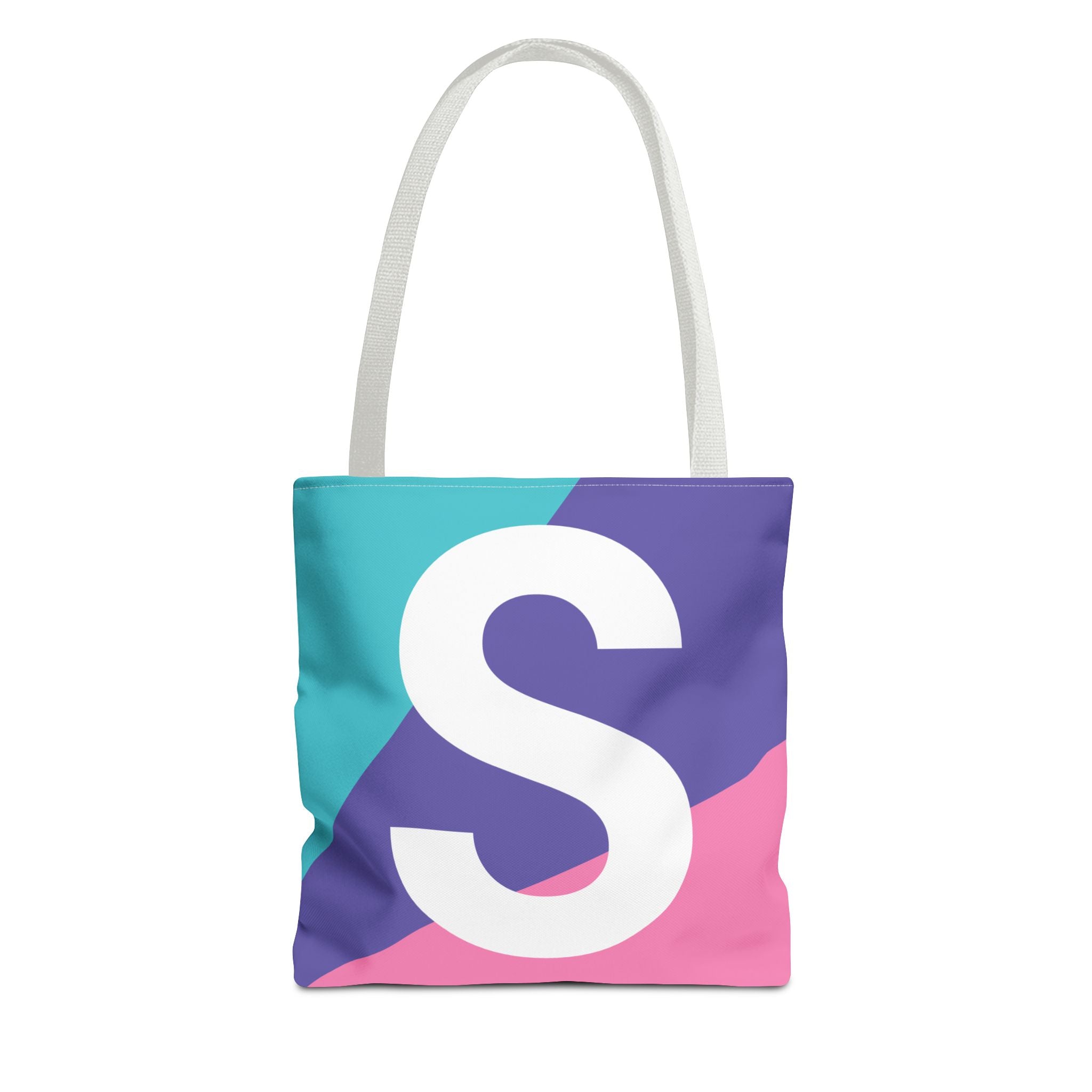 Monogram 'S' Colorblock Tote Bag — Personalized Initial S Shoulder Tote