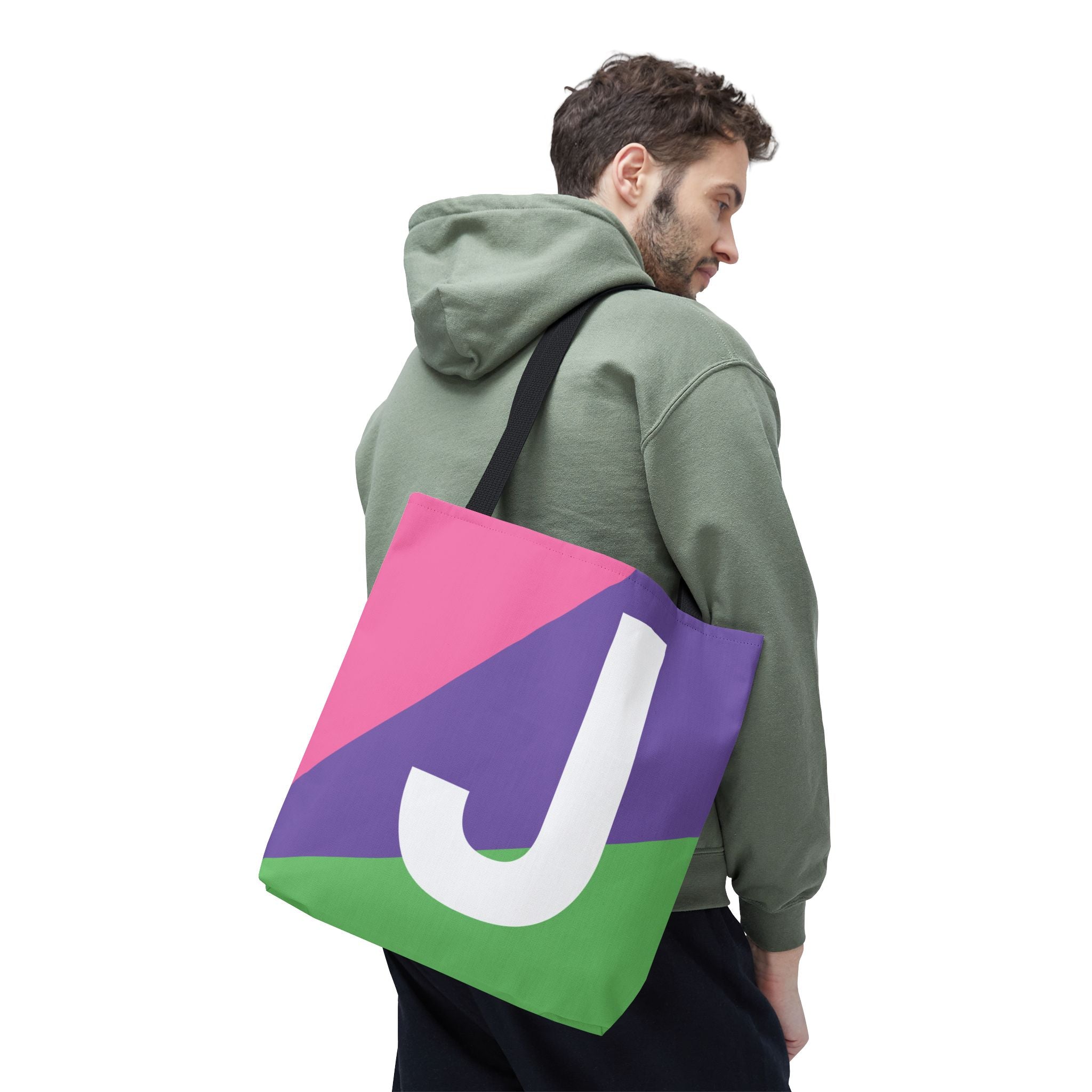 Monogram 'J' Colorblock Tote Bag — Personalized Initial J Shoulder Tote