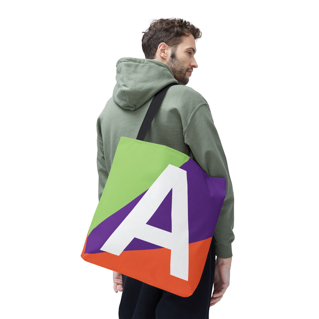 Monogram 'A' Colorblock Tote Bag — Personalized Initial A Shoulder Tote