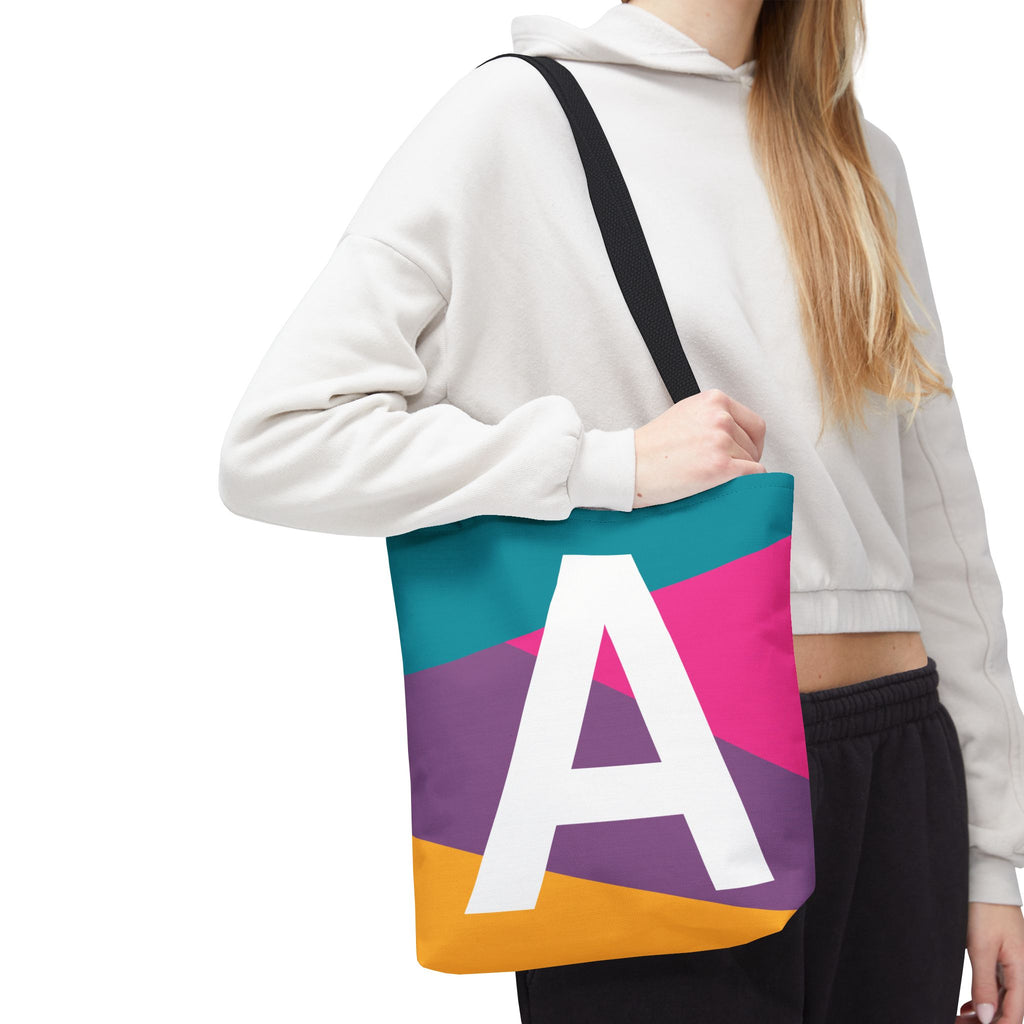 Monogram 'A' Colorblock Tote Bag — Personalized Initial A Shoulder Tote