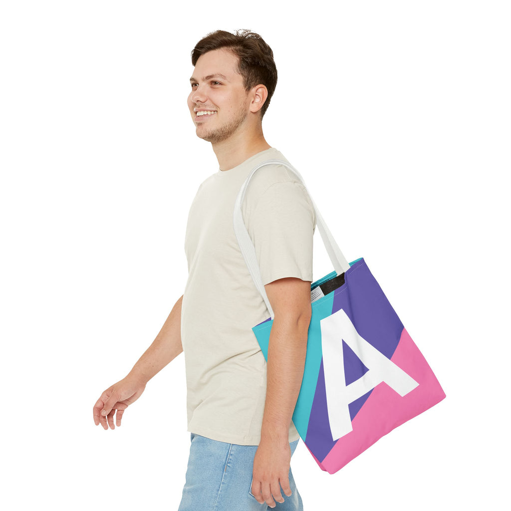 Monogram 'A' Colorblock Tote Bag — Personalized Initial A Shoulder Tote