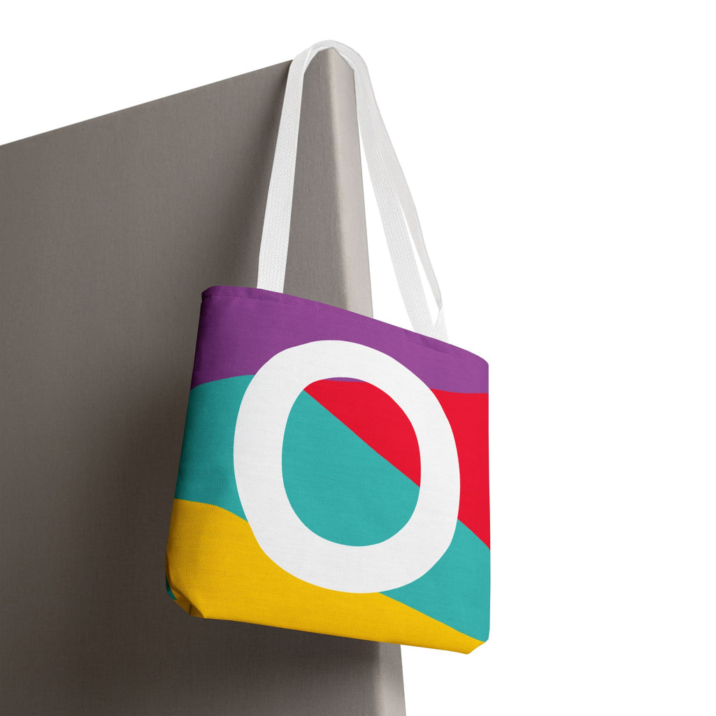 Monogram 'O' Colorblock Tote Bag — Personalized Initial O Shoulder Tote