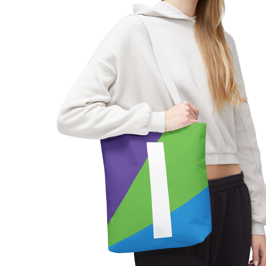 Monogram 'I' Colorblock Tote Bag — Personalized Initial I Shoulder Tote