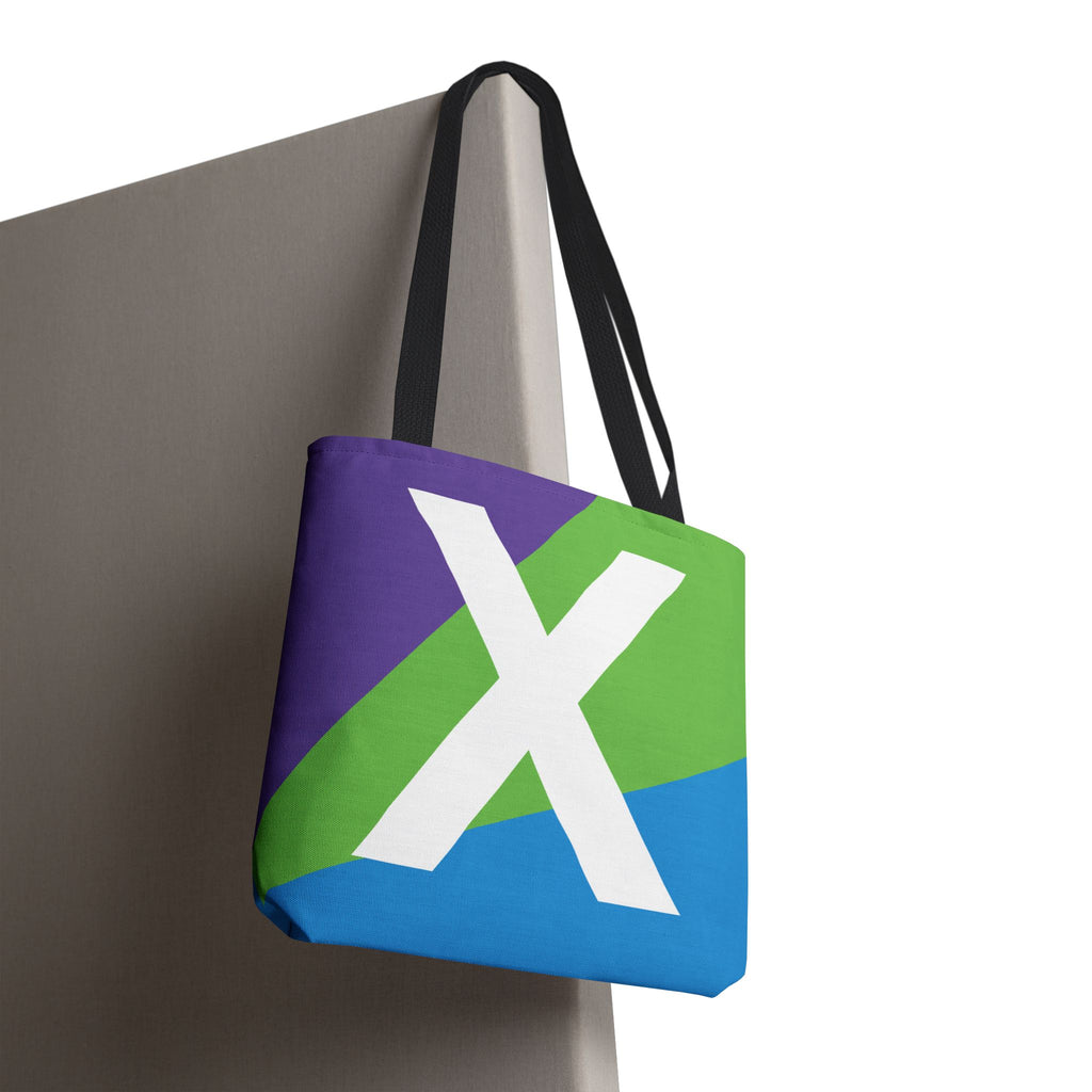 Monogram 'X' Colorblock Tote Bag — Personalized Initial X Shoulder Tote
