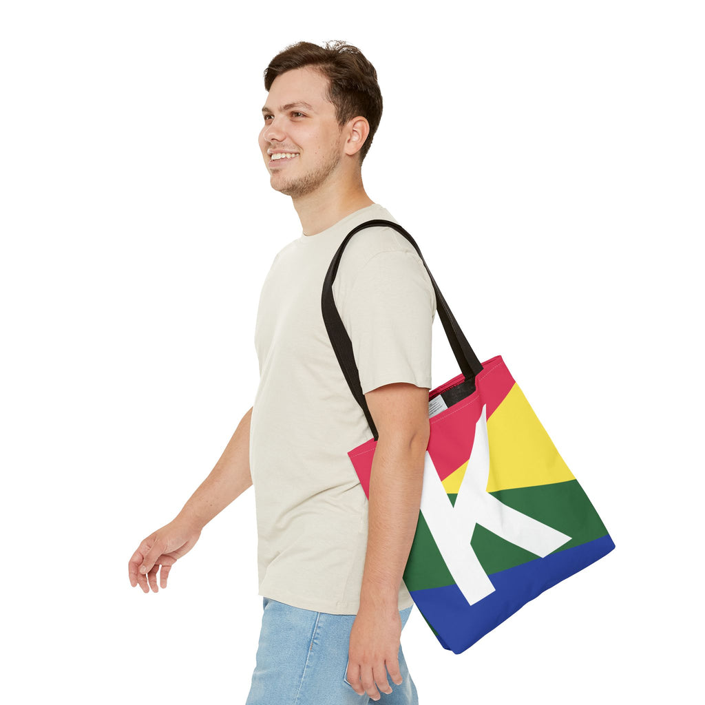 Monogram 'K' Colorblock Tote Bag — Personalized Initial K Shoulder Tote
