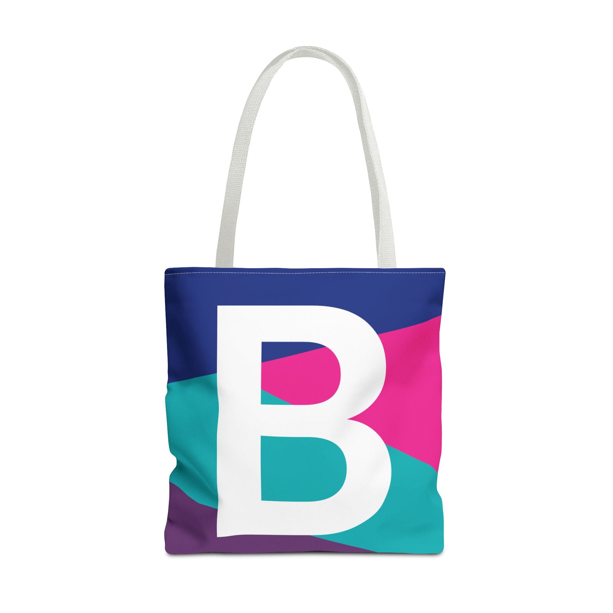 Monogram 'B' Colorblock Tote Bag — Personalized Initial B Shoulder Tote