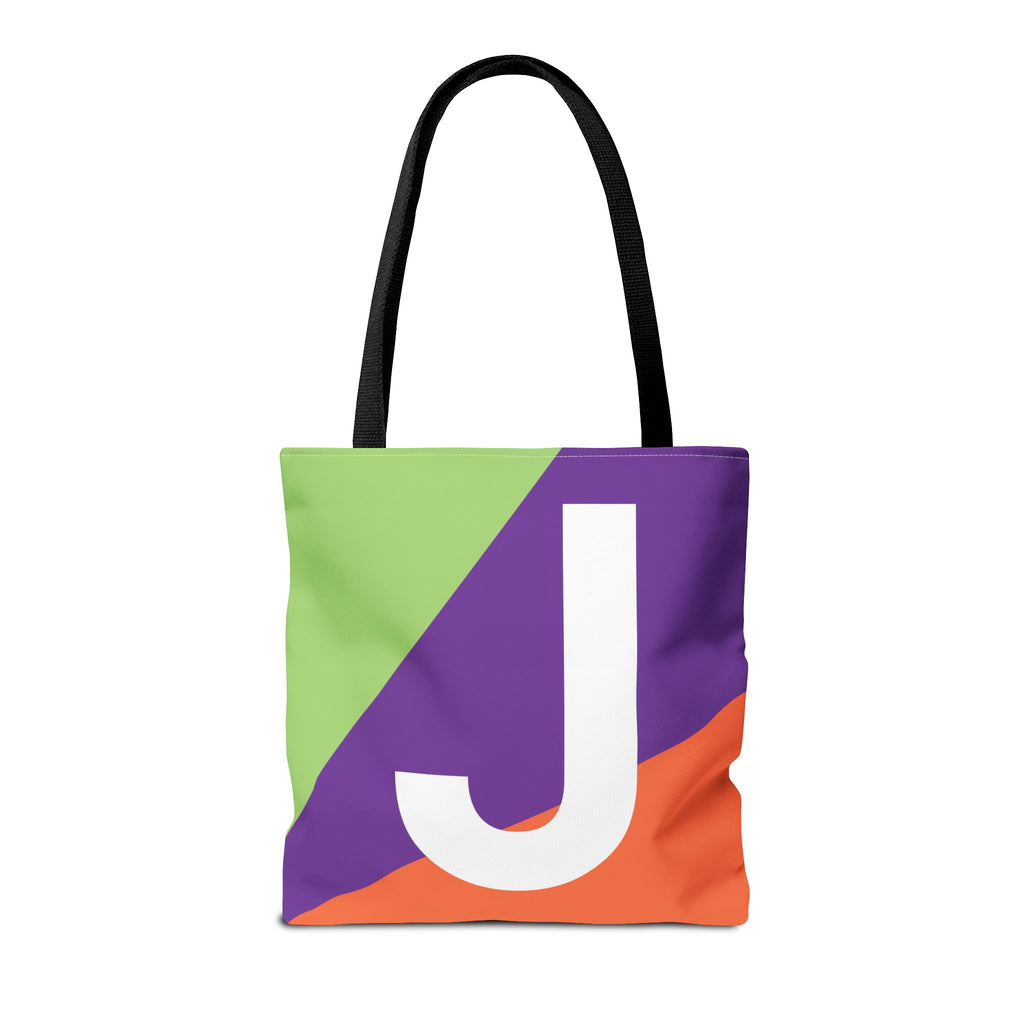 Monogram 'J' Colorblock Tote Bag — Personalized Initial J Shoulder Tote